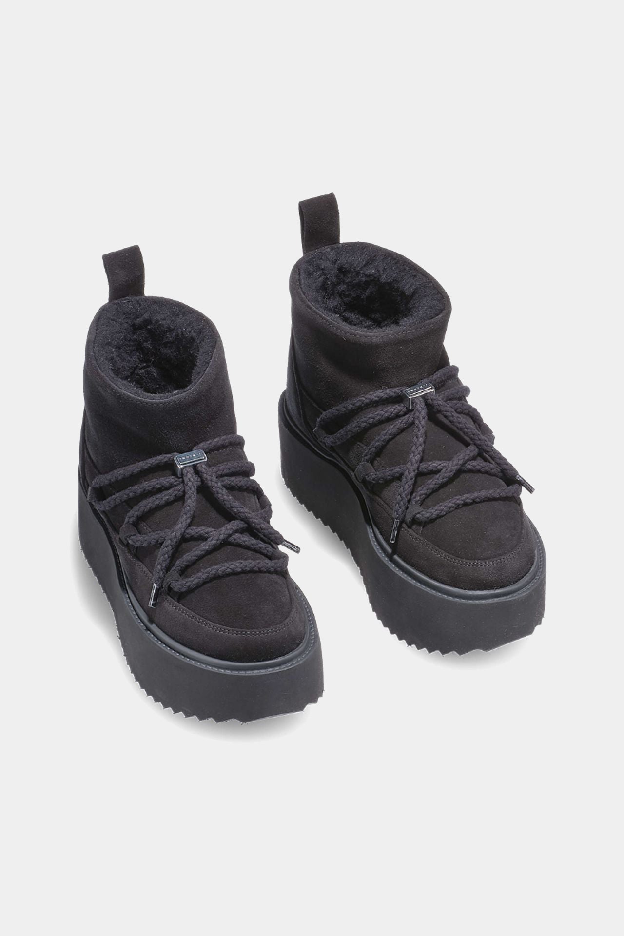 Czarne skórzane buty zimowe Classic Low Platform