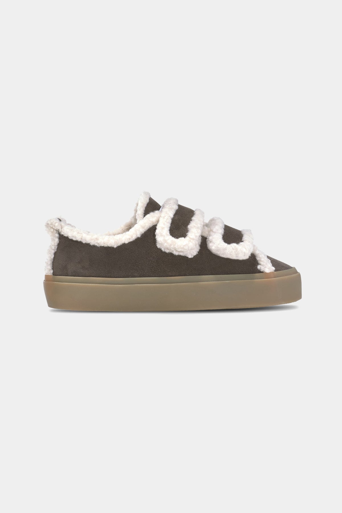 Ciemnobrązowe sneakersy SHEARLING LOW VELCRO