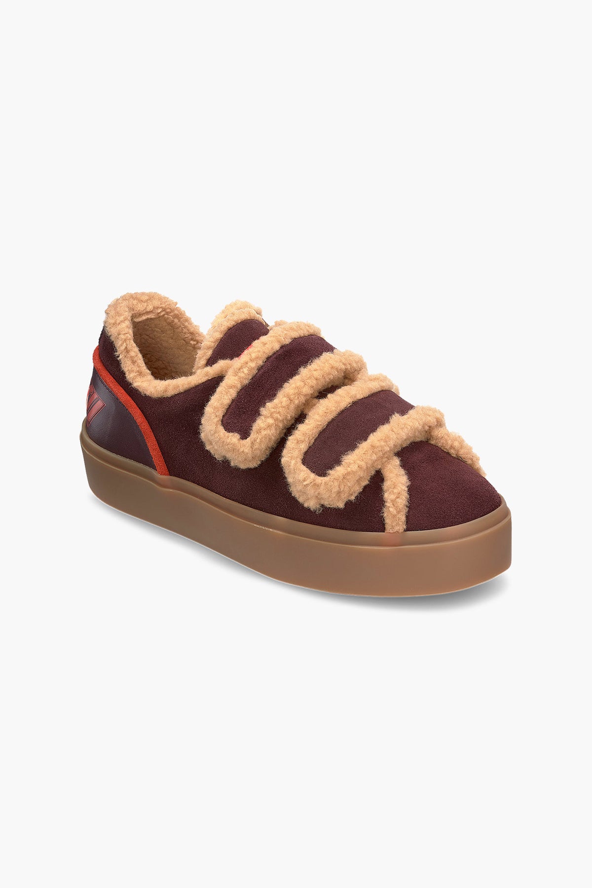 Bordowe sneakersy LILA SHEARLING LOW VELCRO
