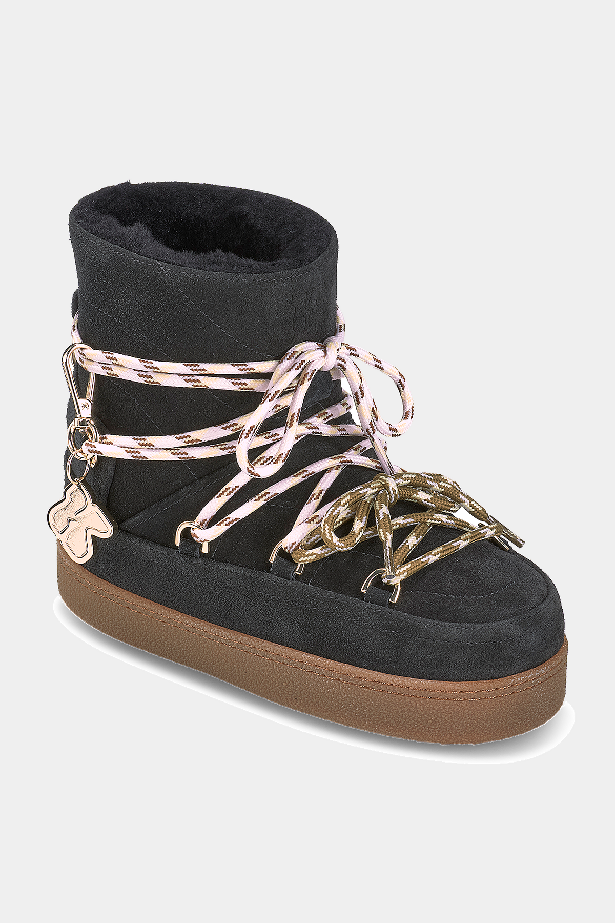 Czarne buty zimowe QUILTED SUEDE