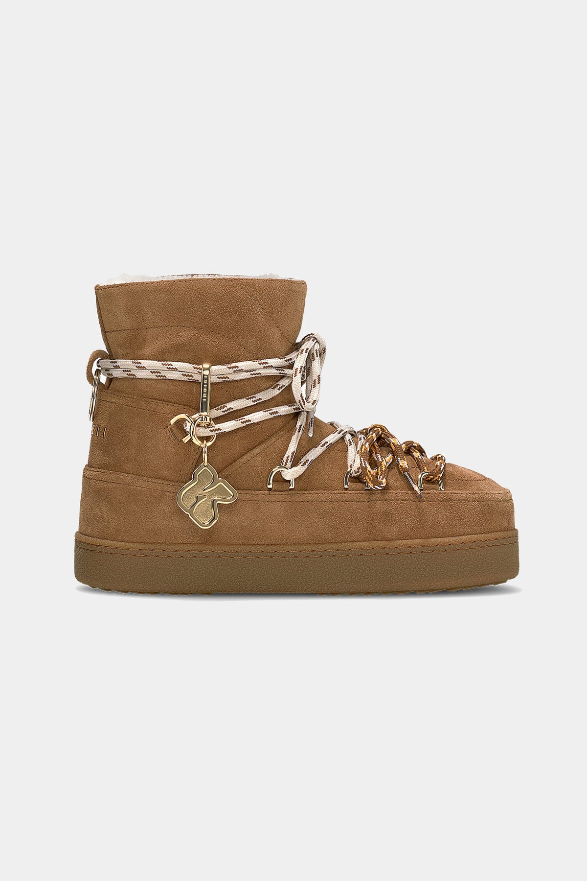 Brązowe buty zimowe QUILTED SUEDE