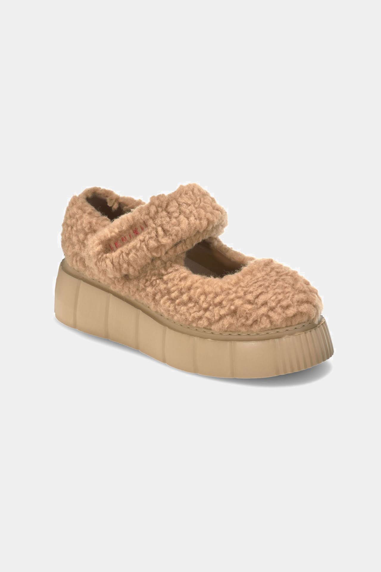 Matilda MJ Curly Beige Leather Winter Sneakers