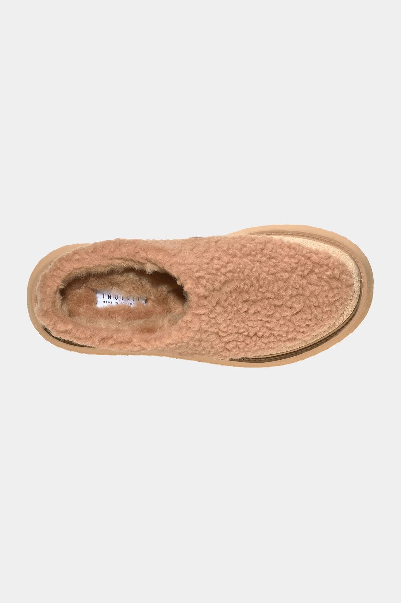 Beige Leather Curly Micro Winter Slides