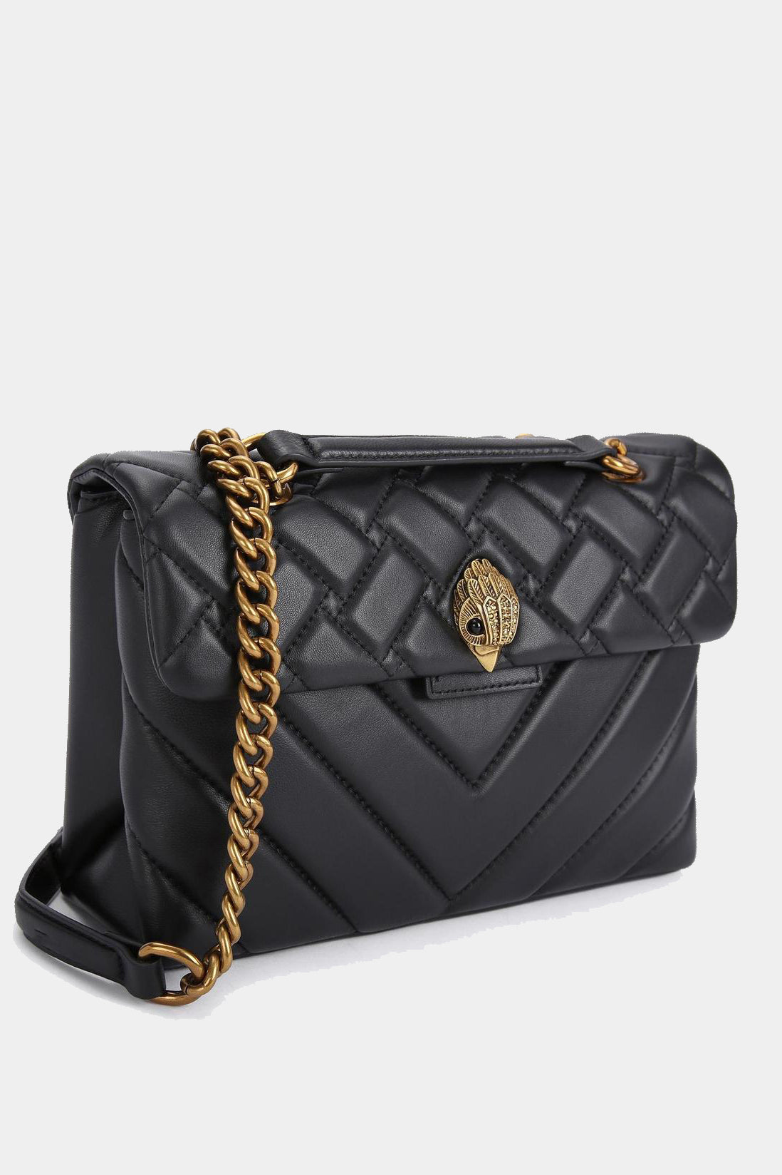Czarna skórzana pikowana torebka Leather Kensington