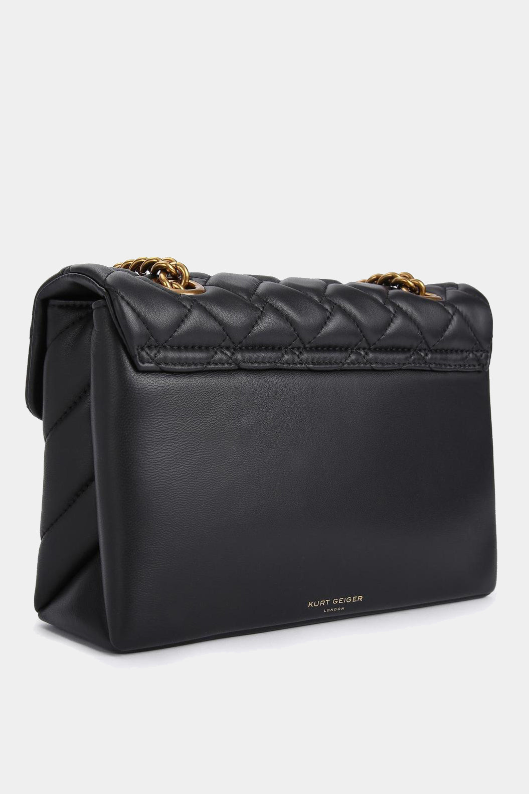 Czarna skórzana pikowana torebka Leather Kensington