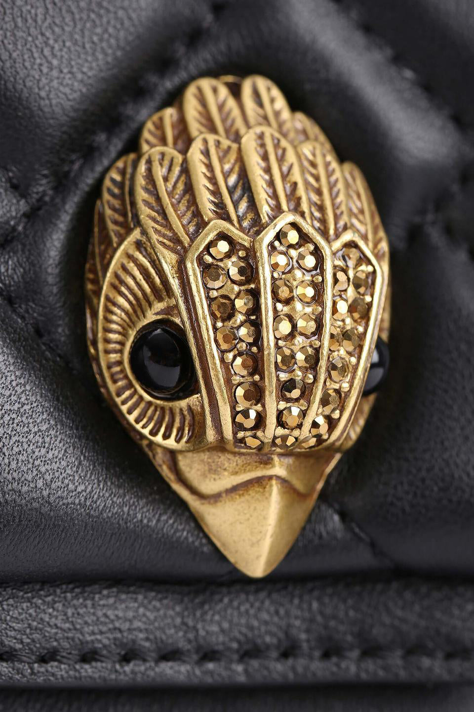 Czarna skórzana pikowana torebka Leather Kensington