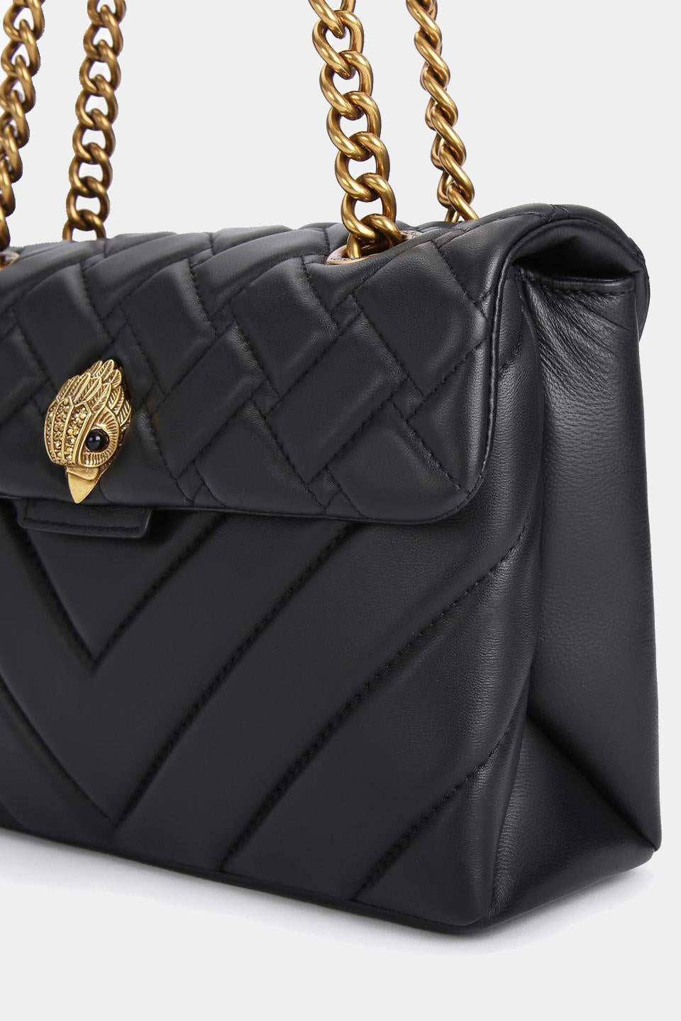 Czarna skórzana pikowana torebka Leather Kensington