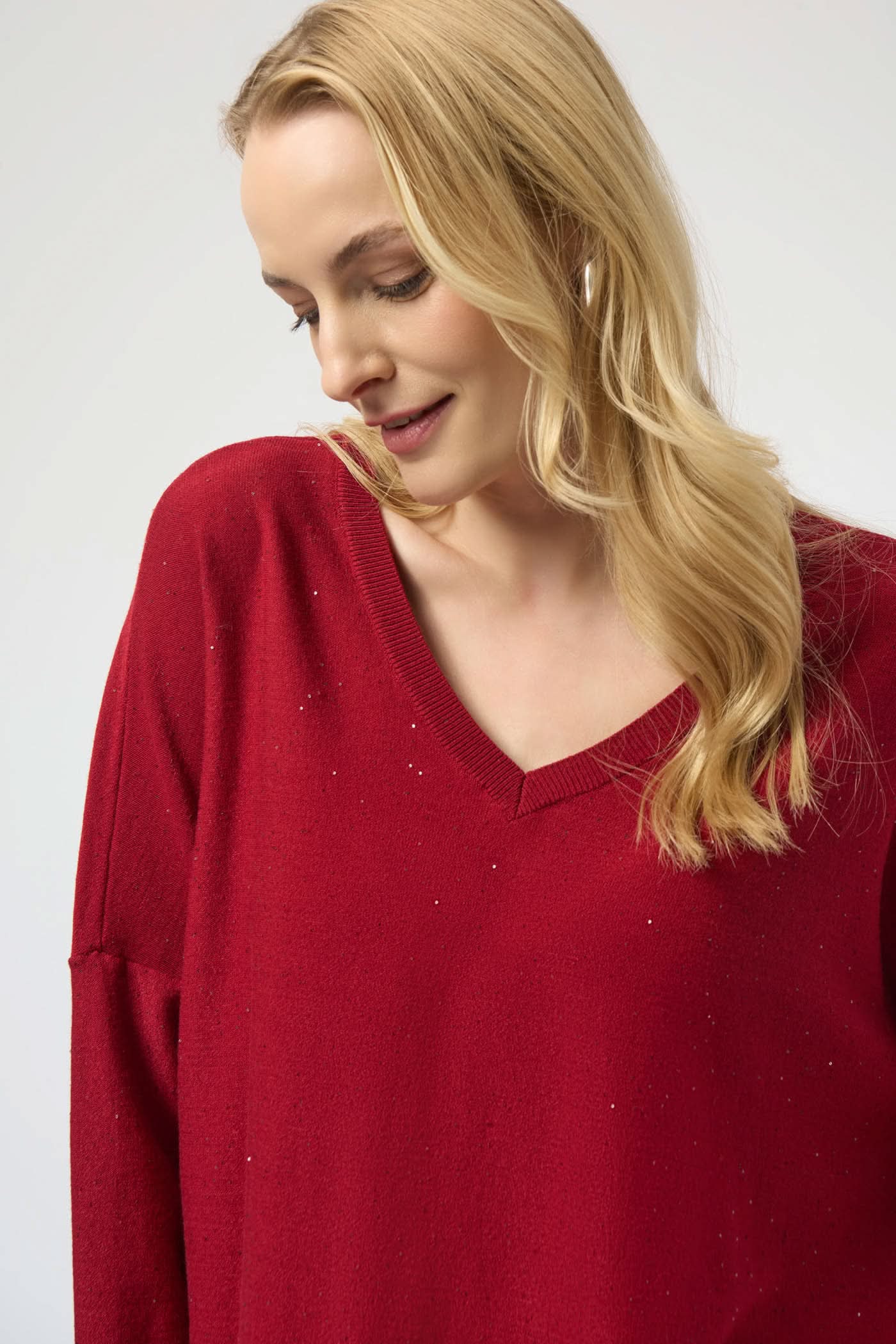 Red knitted blouse