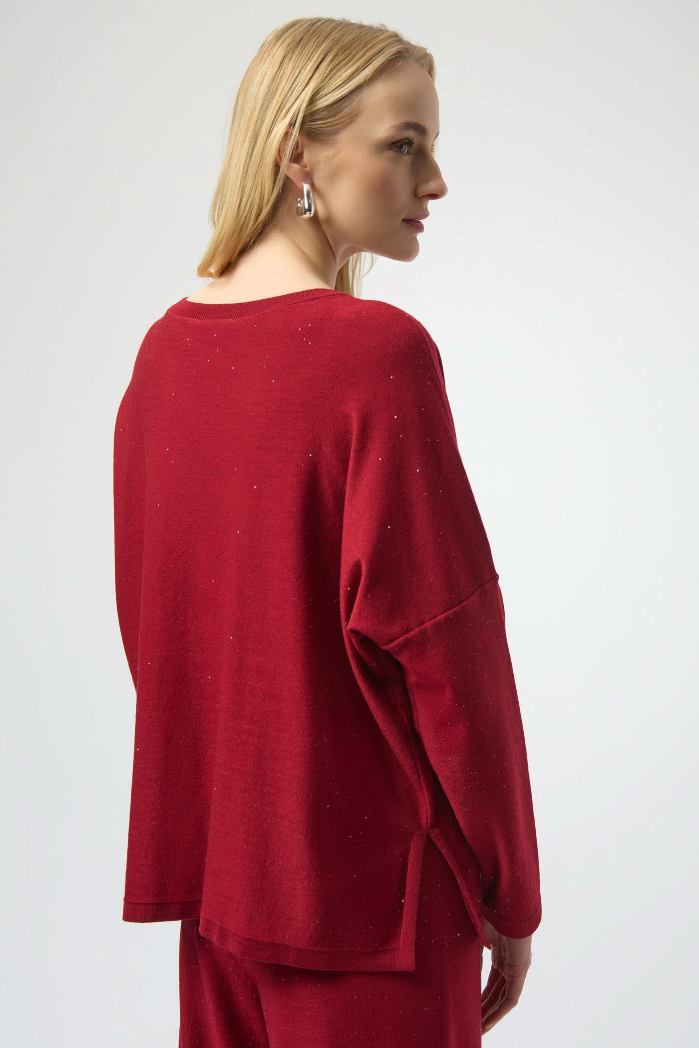 Red knitted blouse