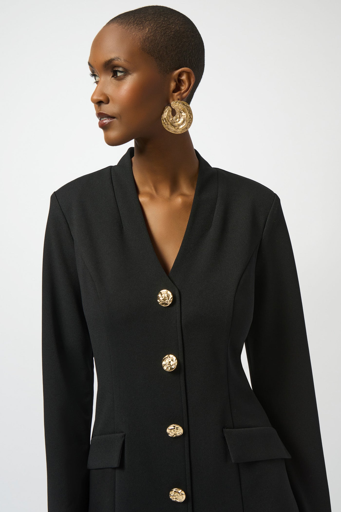 Czarna sukienka Scuba Crepe Button