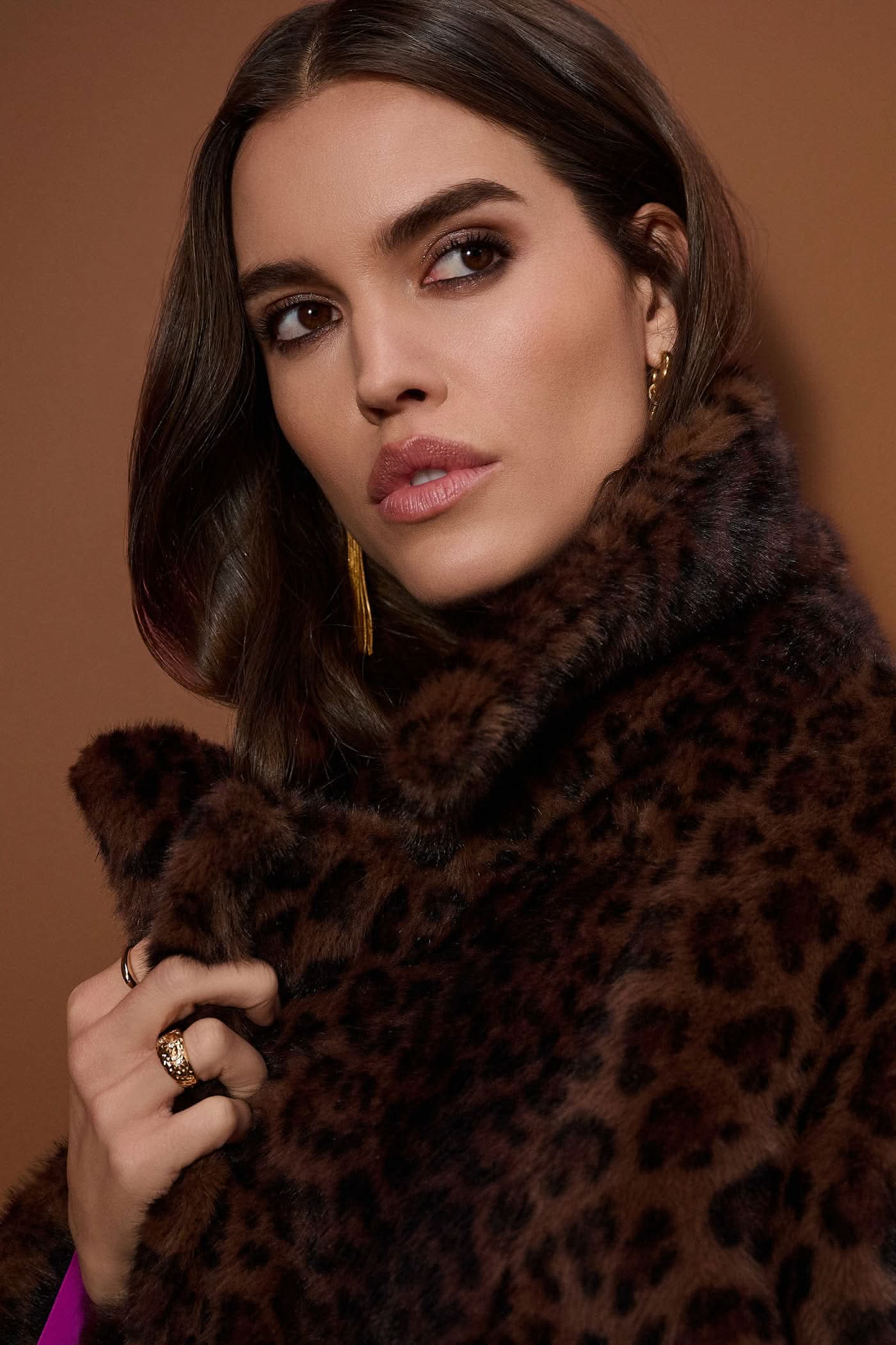 Elegant leopard fur coat