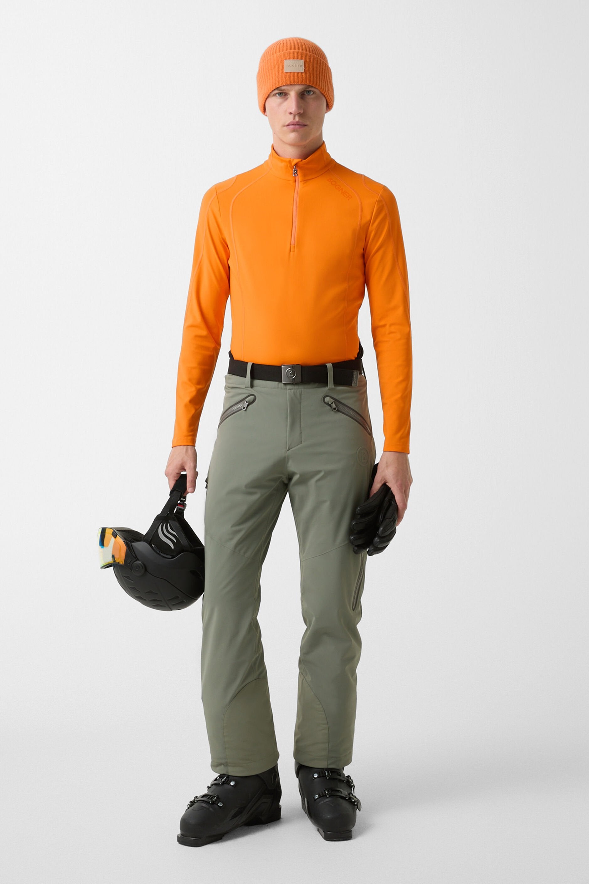 Olive ski pants with belt TIM6-T