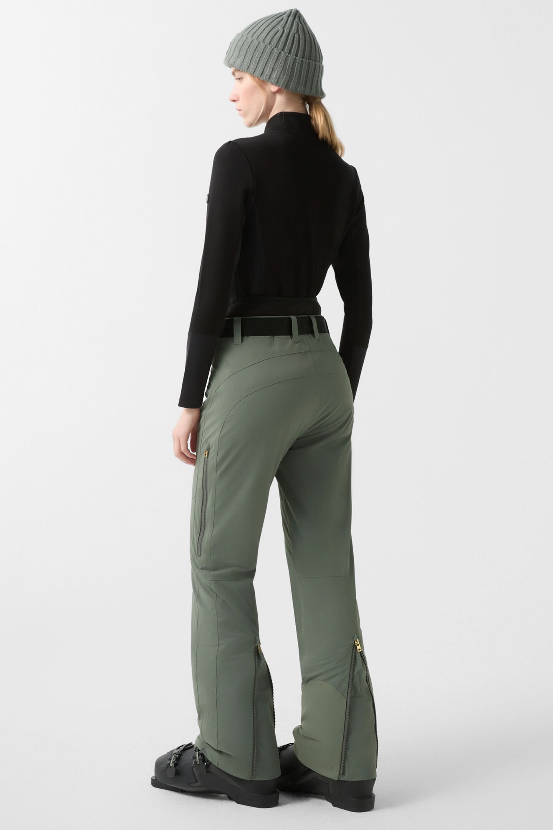 Olive ski pants with belt ILKA1-T