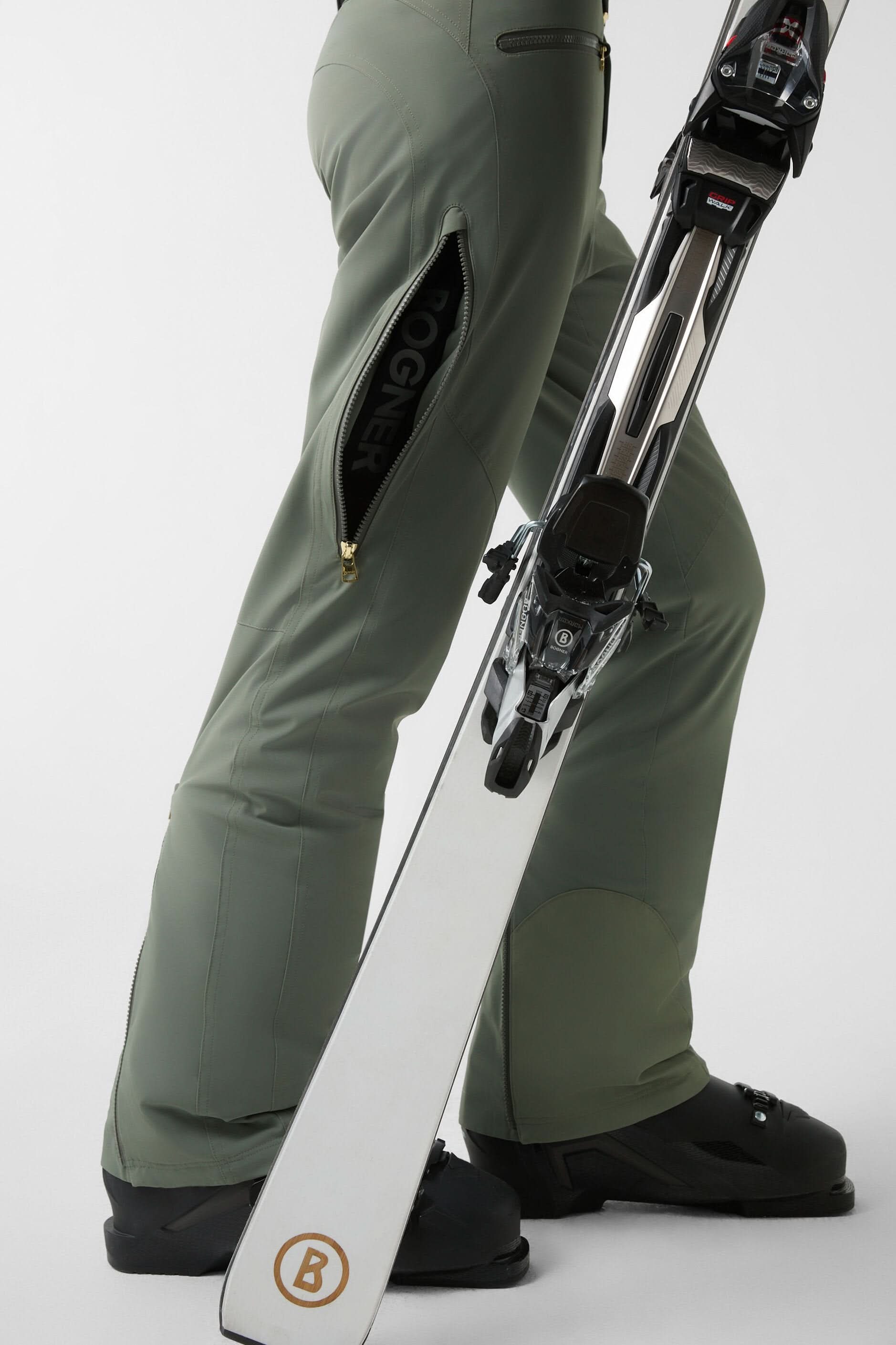 Olive ski pants with belt ILKA1-T