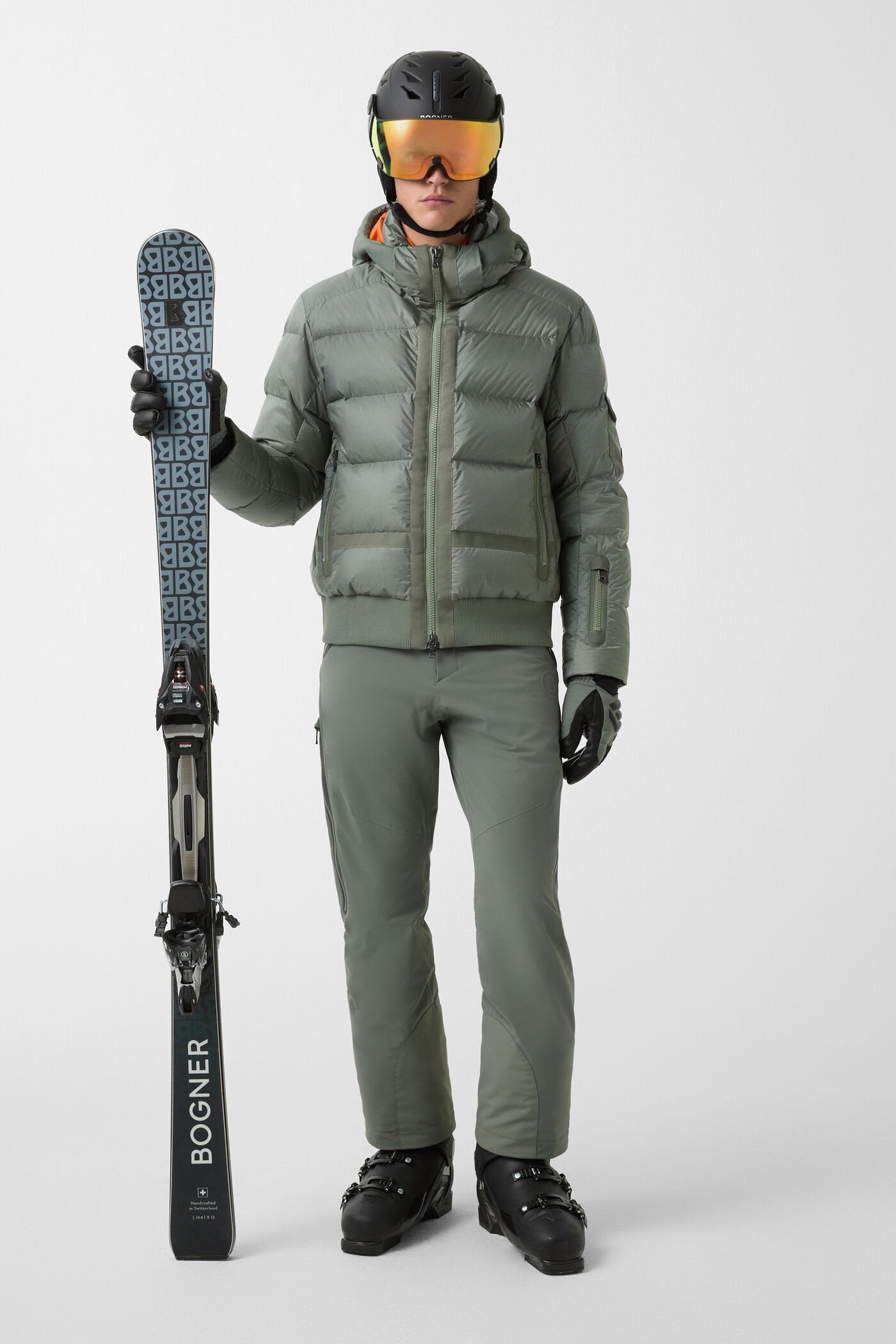 Oliwkowa puchowa kurtka narciarska SAMIR-D