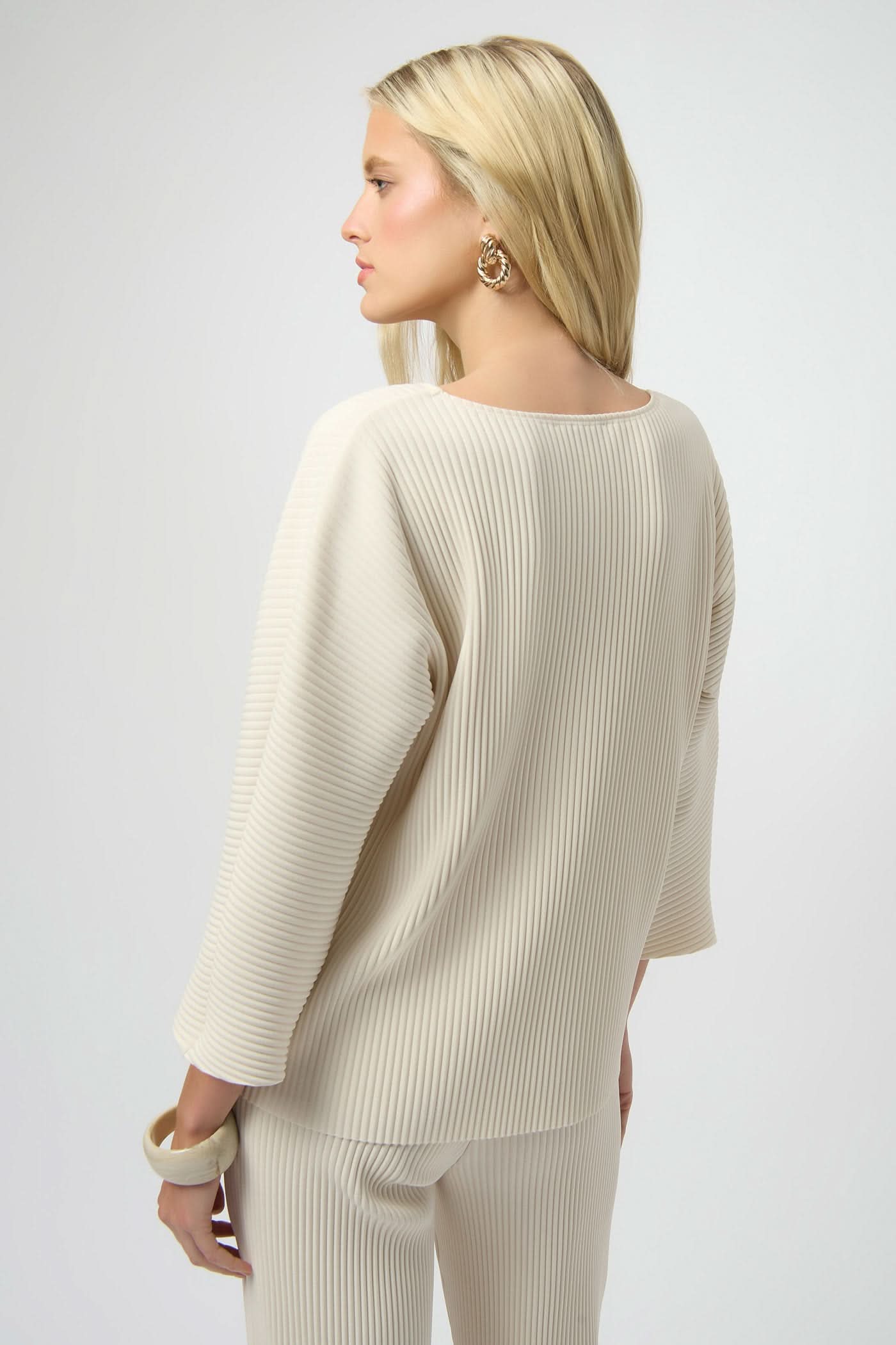 Cream pleated crepe blouse