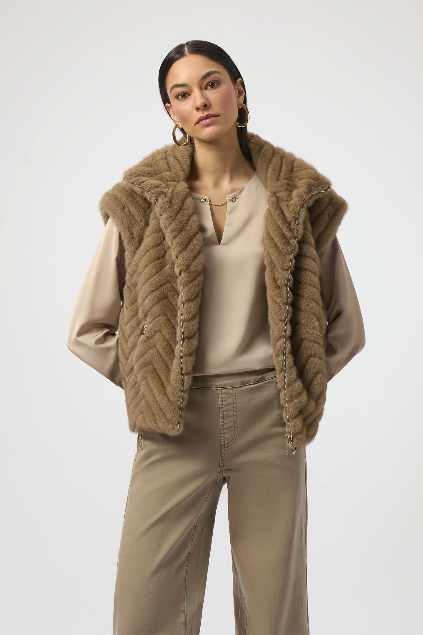 Brązowa kamizelka Faux Fur