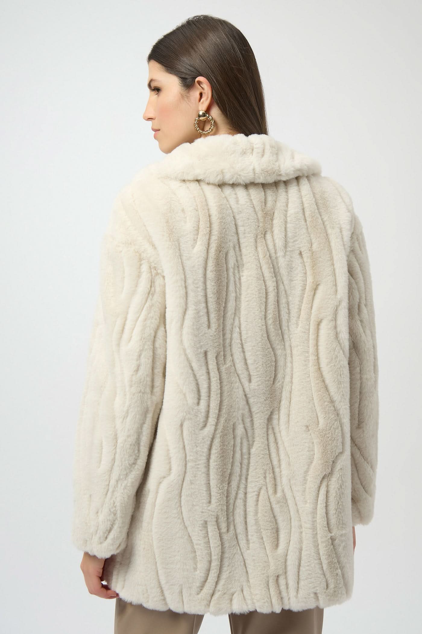 Cream textured fur coat