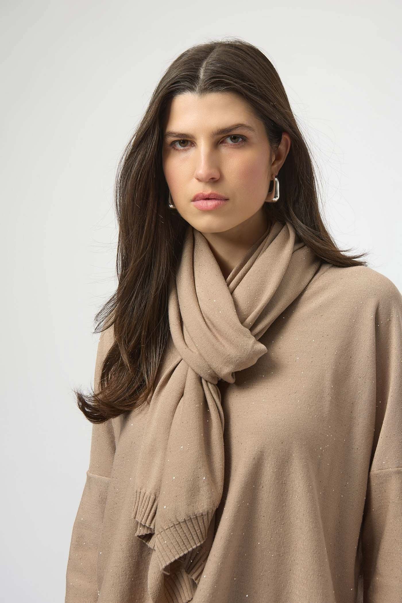 Beige scarf with zircons