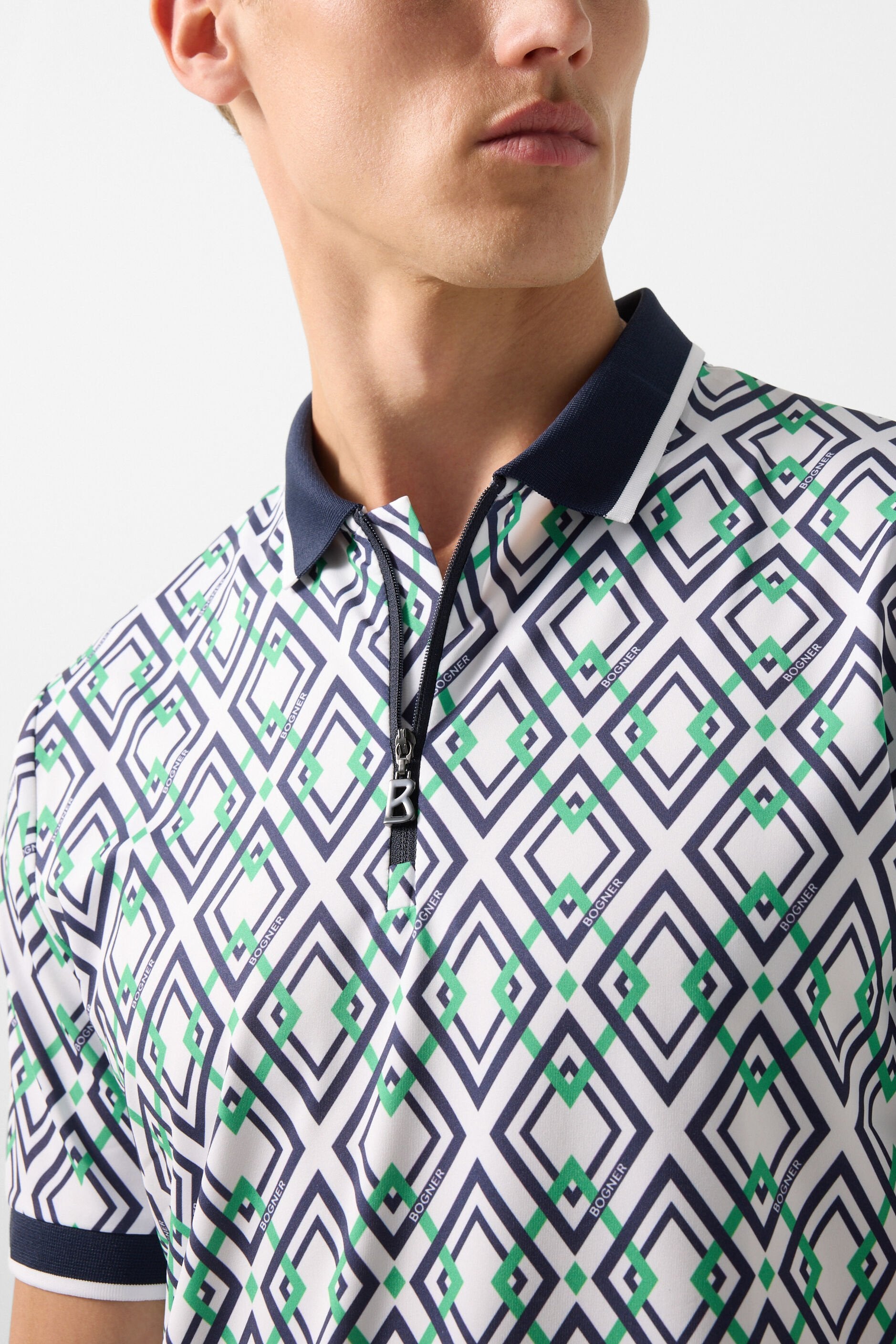 Niebiesko zielona koszulka funkcjonalna polo VALENTIN