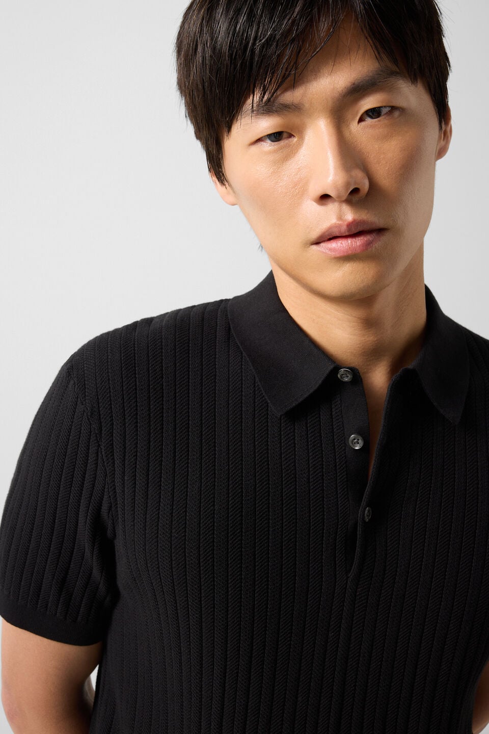 Black TOBIAS knitted polo shirt