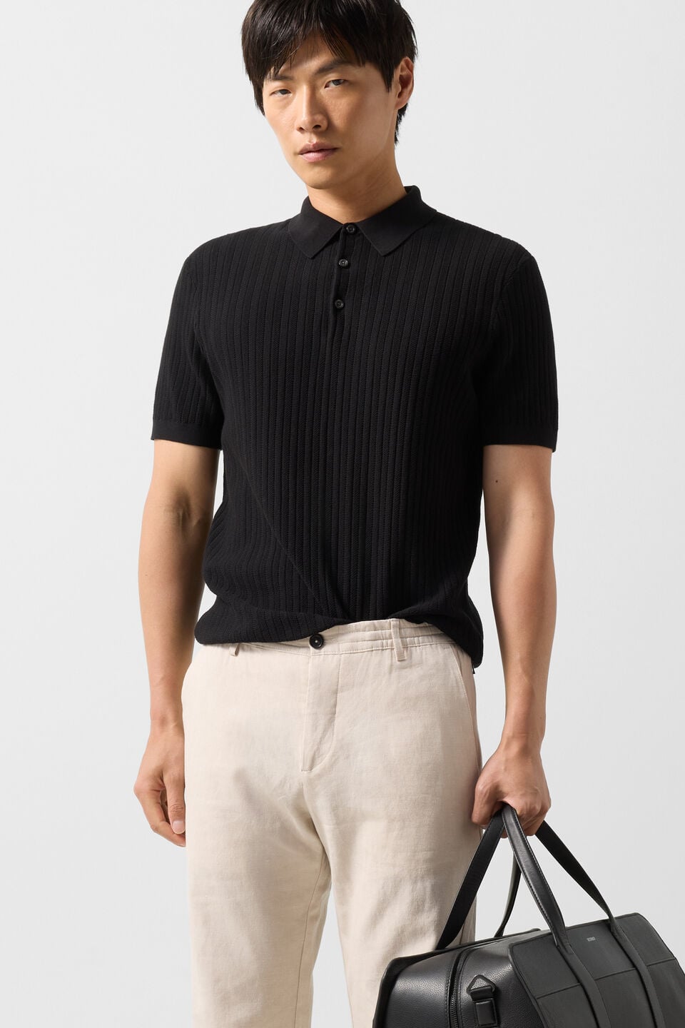 Black TOBIAS knitted polo shirt