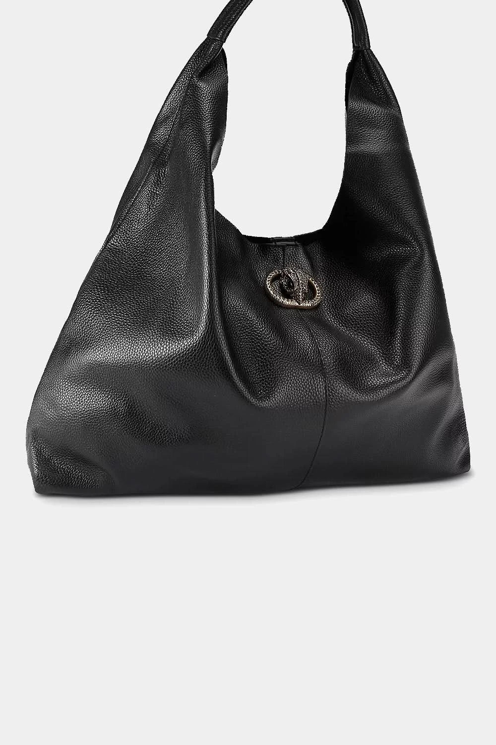 Black Leather Chelsea Lg Slouch Hobo Bag