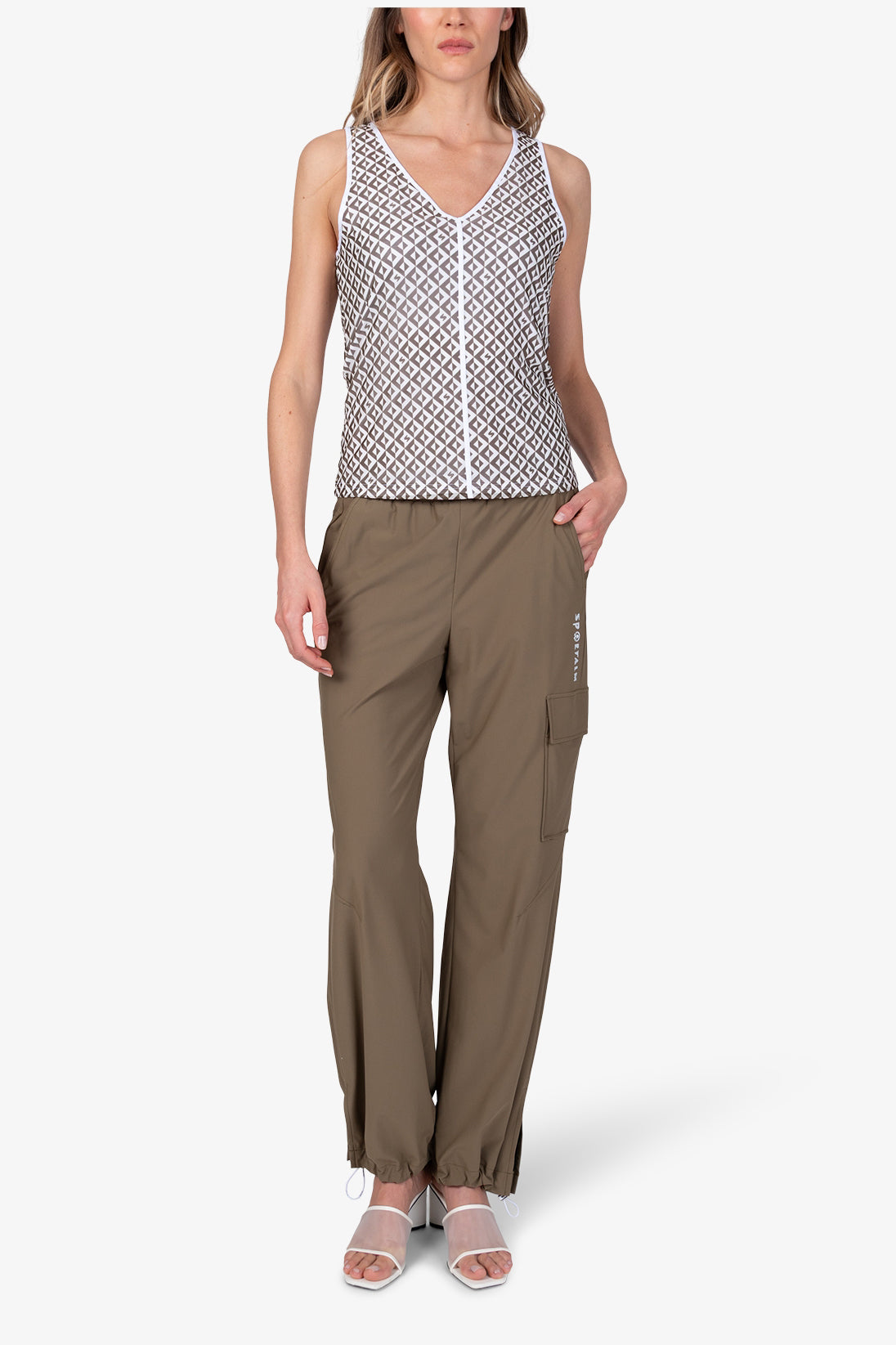 Brązowe spodnie cargo z jerseyu Syra