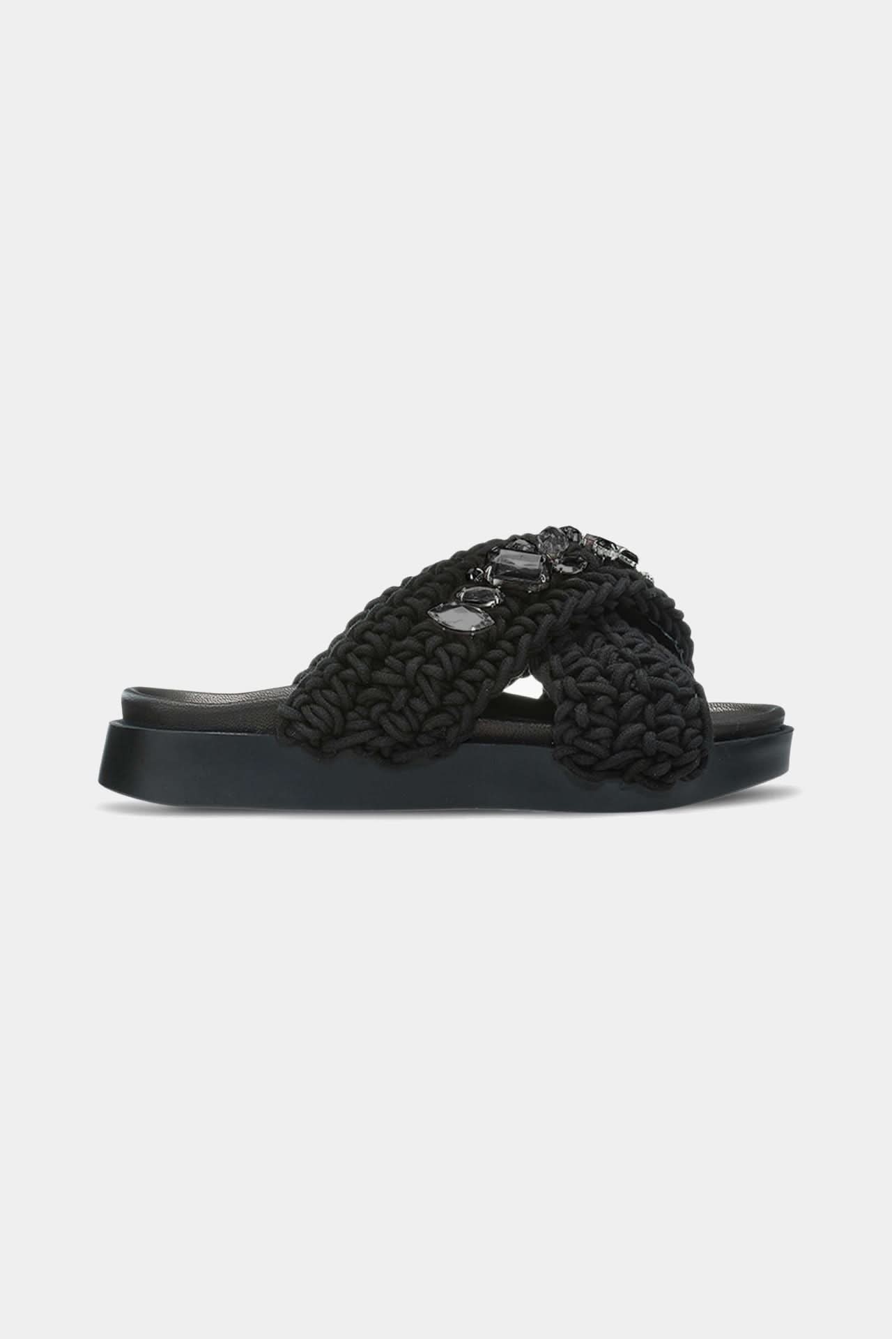 Black Woven Stones Women's Flip-Flops