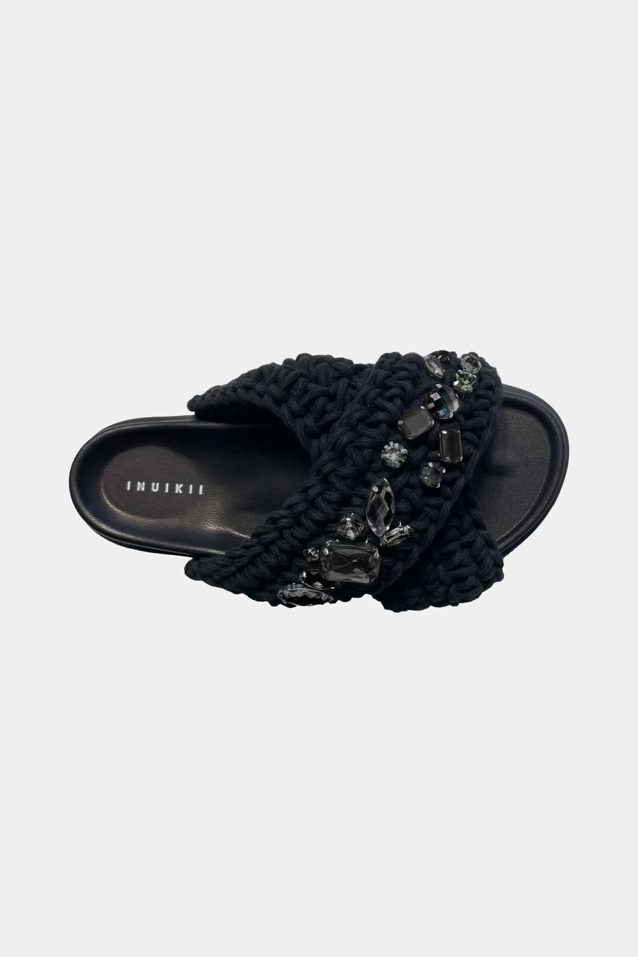 Black Woven Stones Women's Flip-Flops