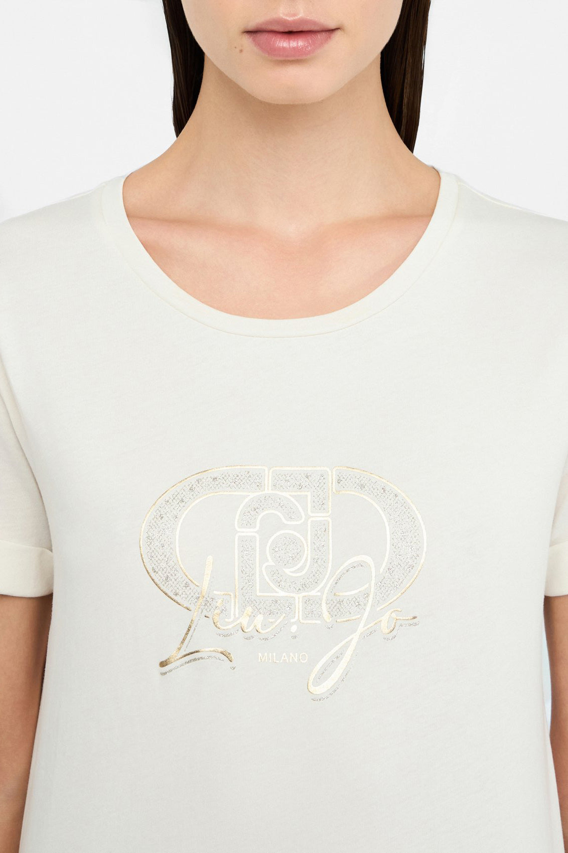 Kremowy t-shirt damski
