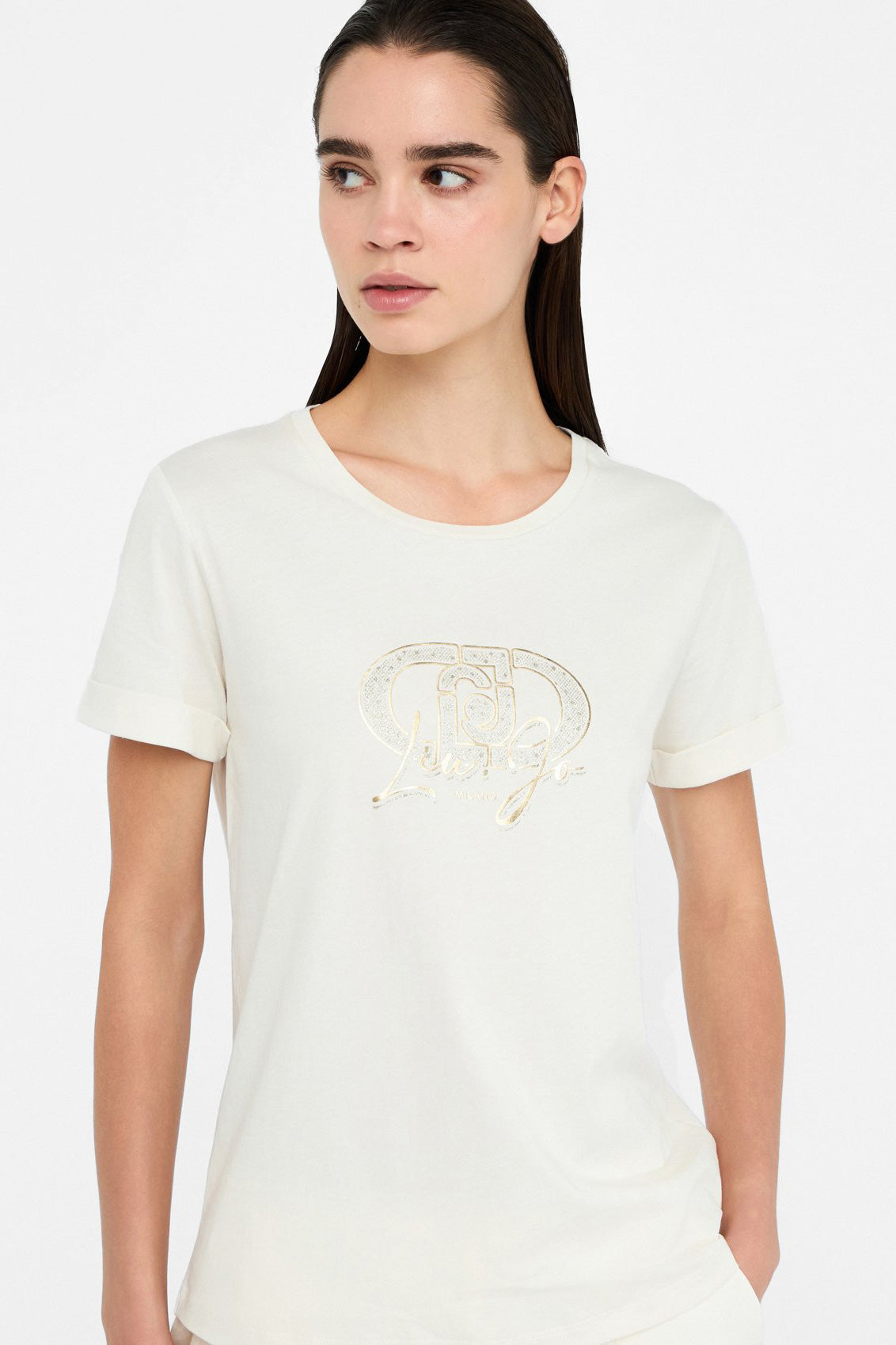 Kremowy t-shirt damski
