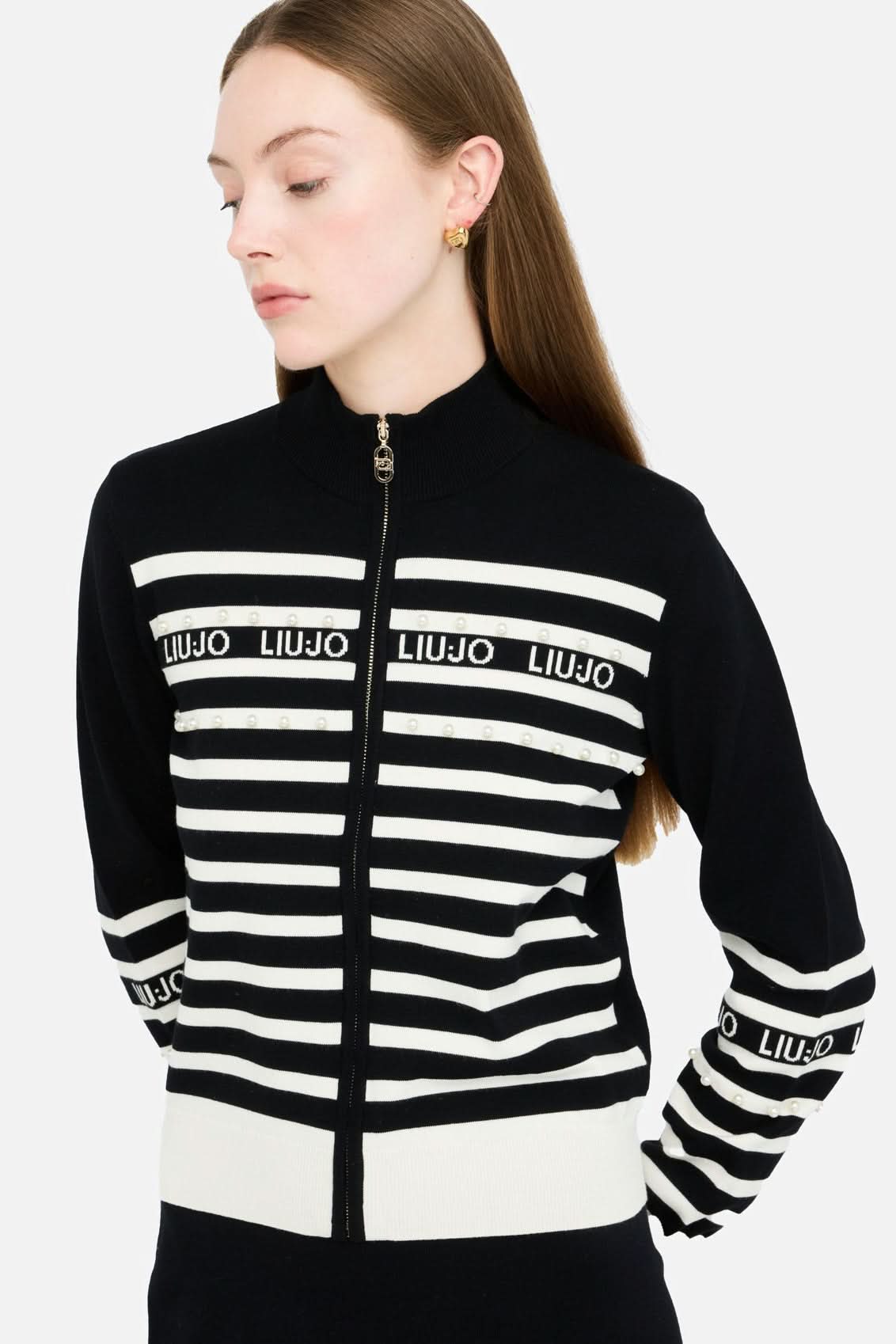 Black striped cardigan