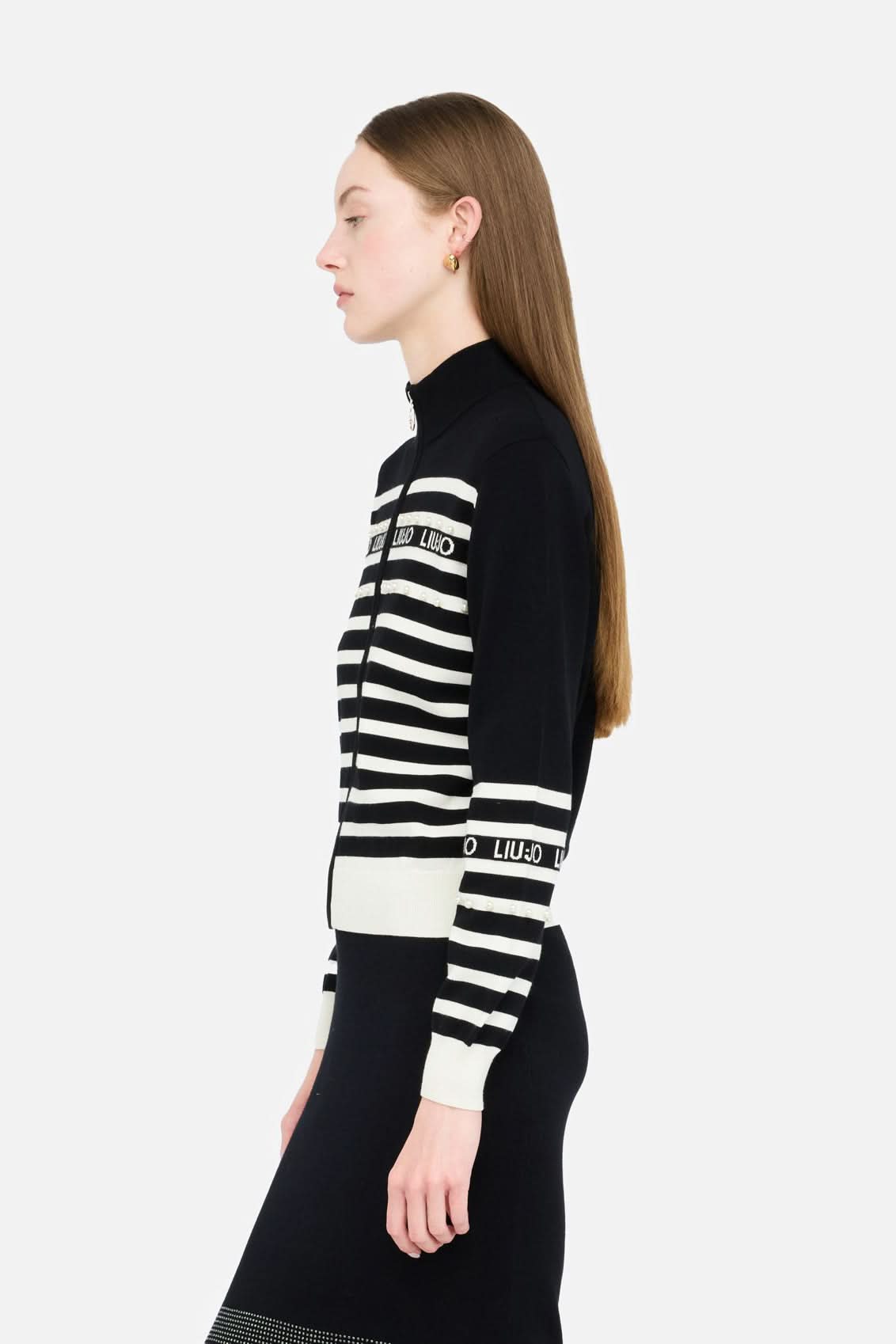 Black striped cardigan