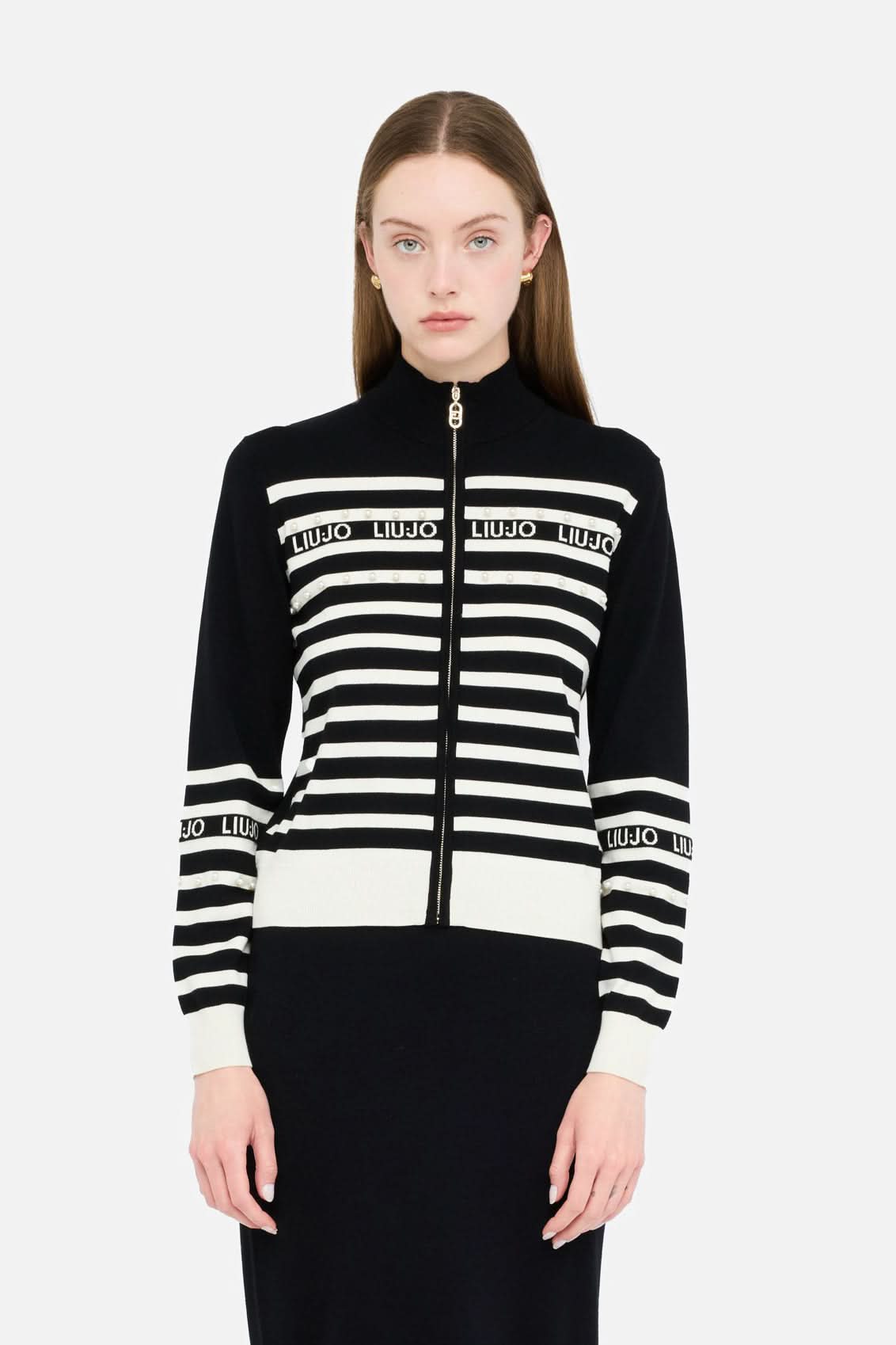 Black striped cardigan