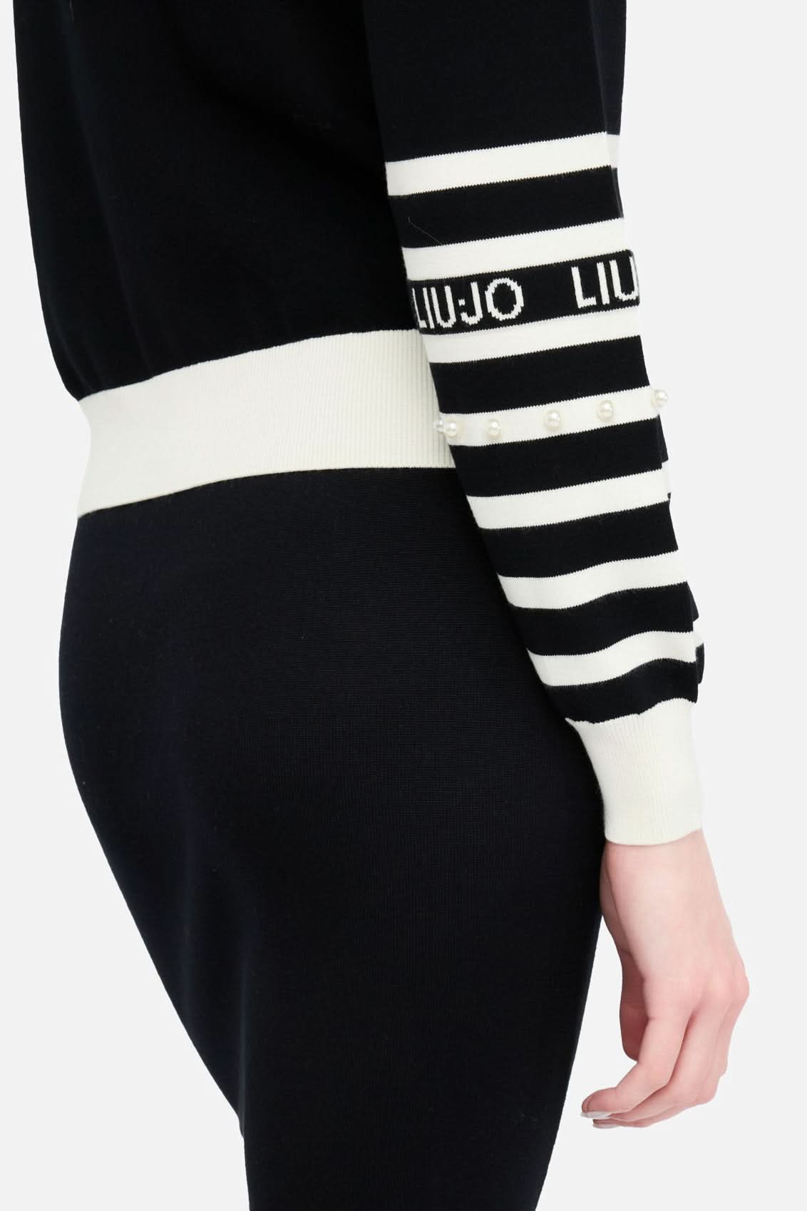 Black striped cardigan