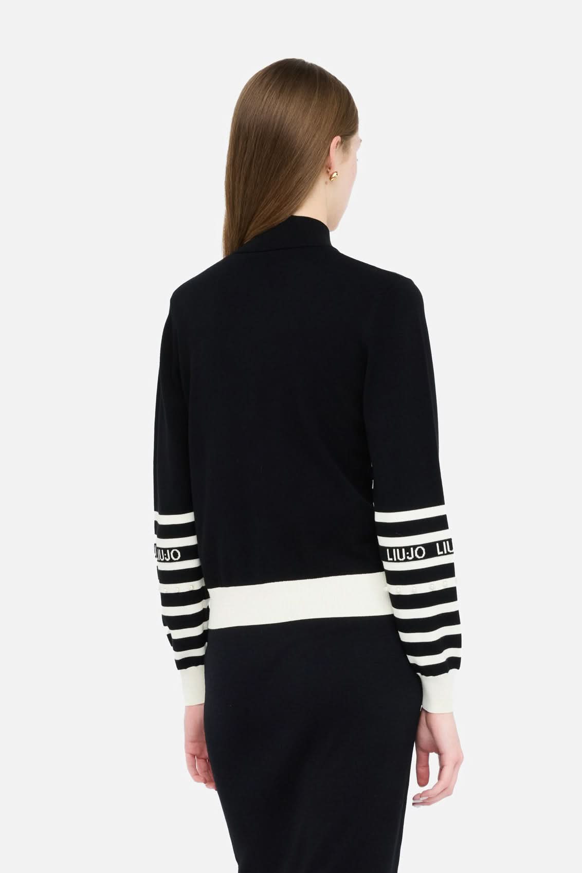 Black striped cardigan