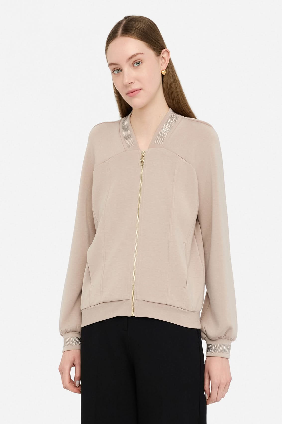 Beige zip-up sweatshirt