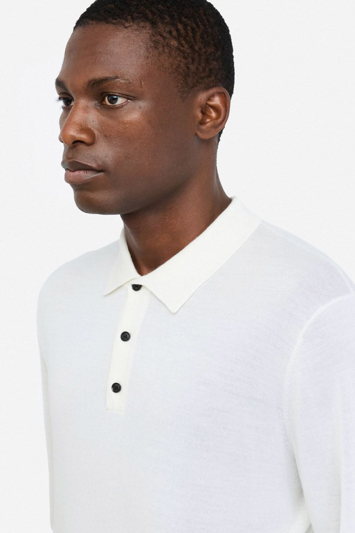 White wool polo sweater
