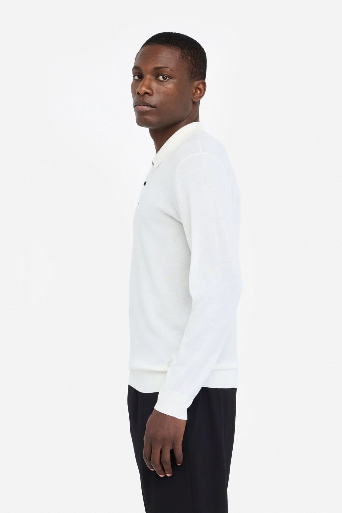 White wool polo sweater