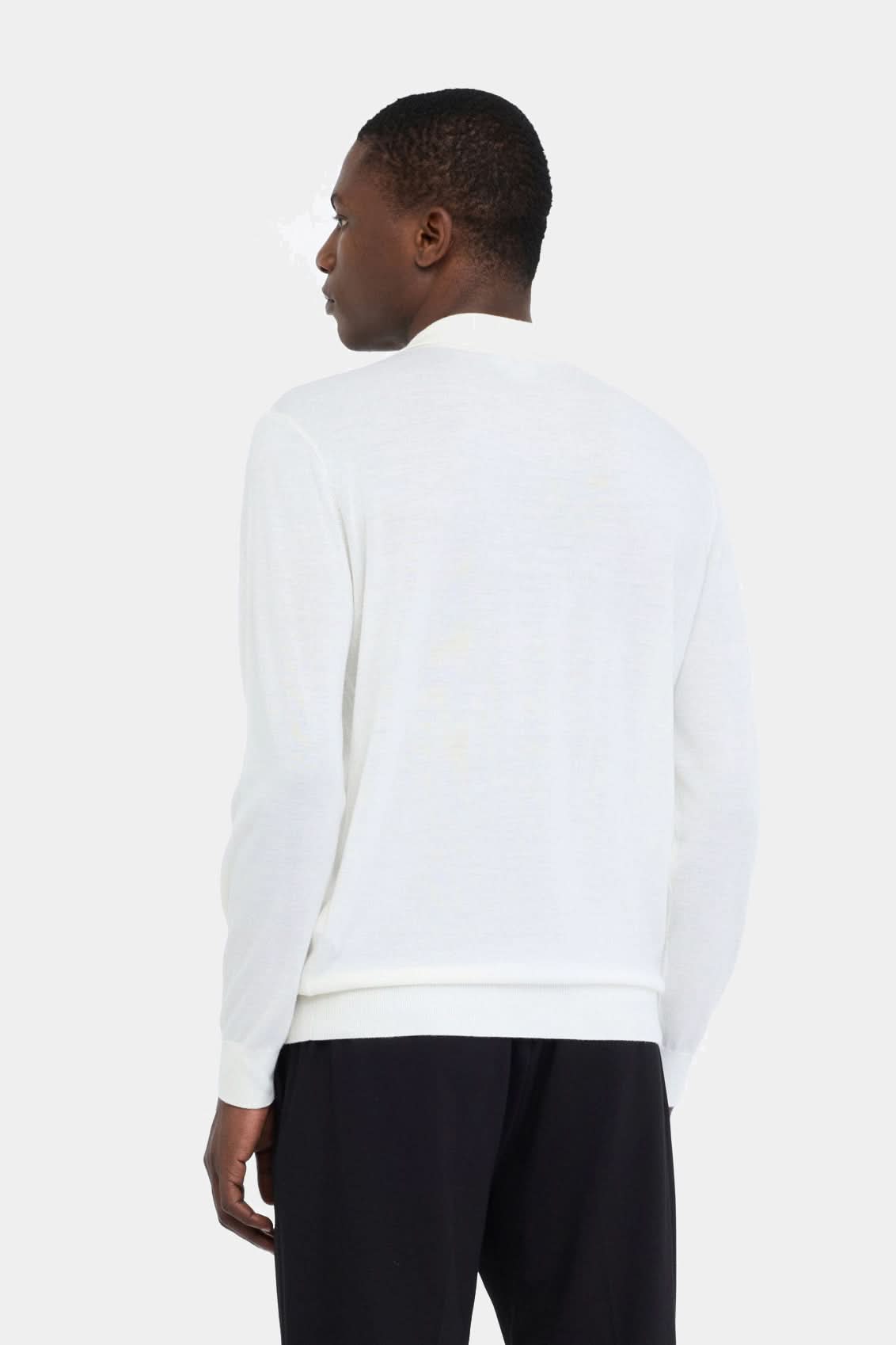 White wool polo sweater