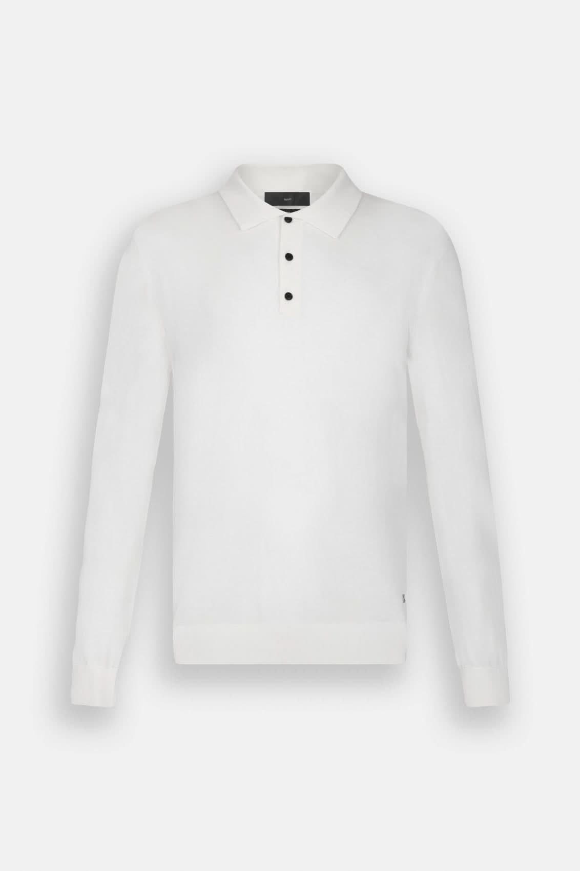 Biały wełniany sweter polo