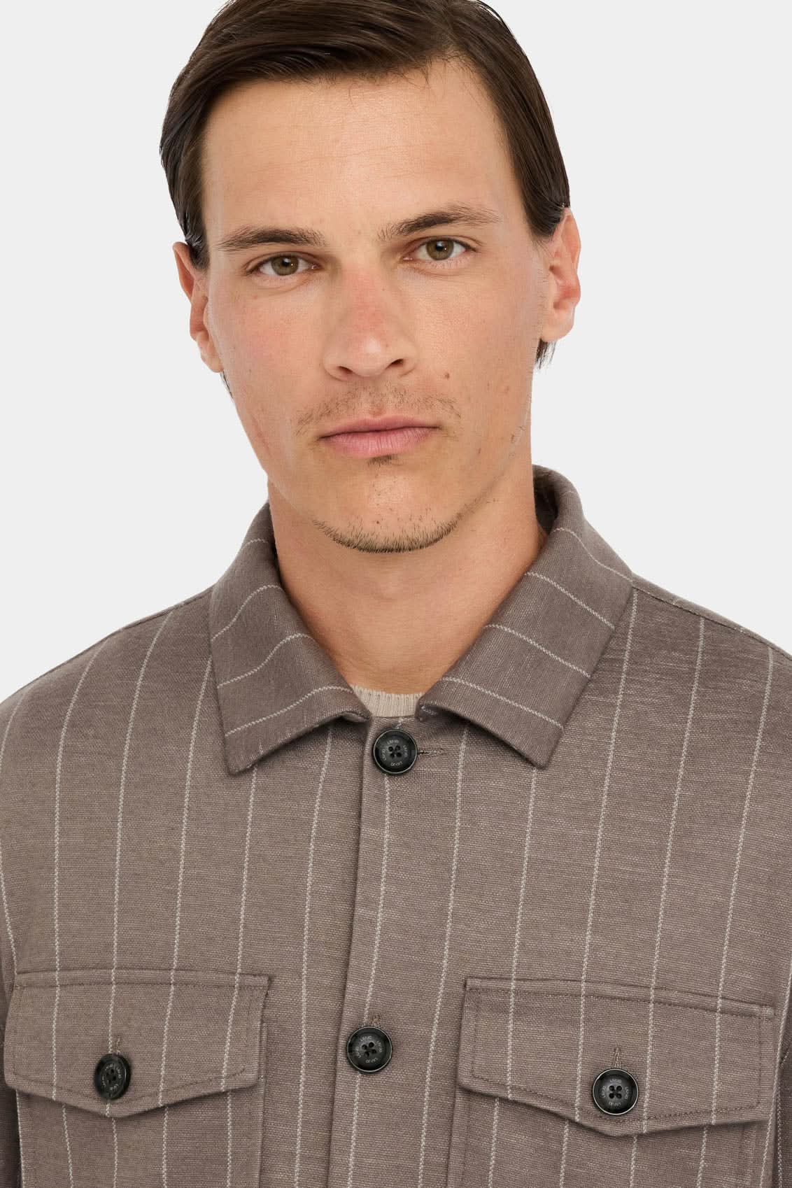 Brown wool shirt jacket