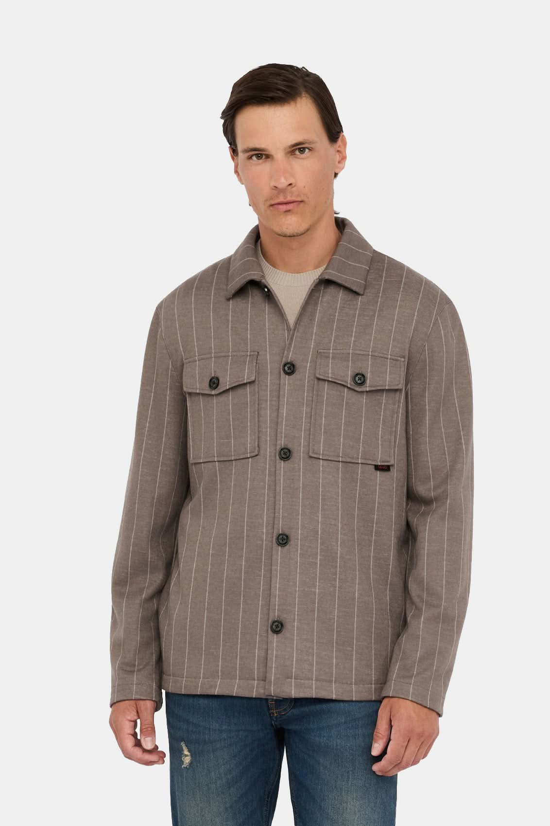 Brown wool shirt jacket