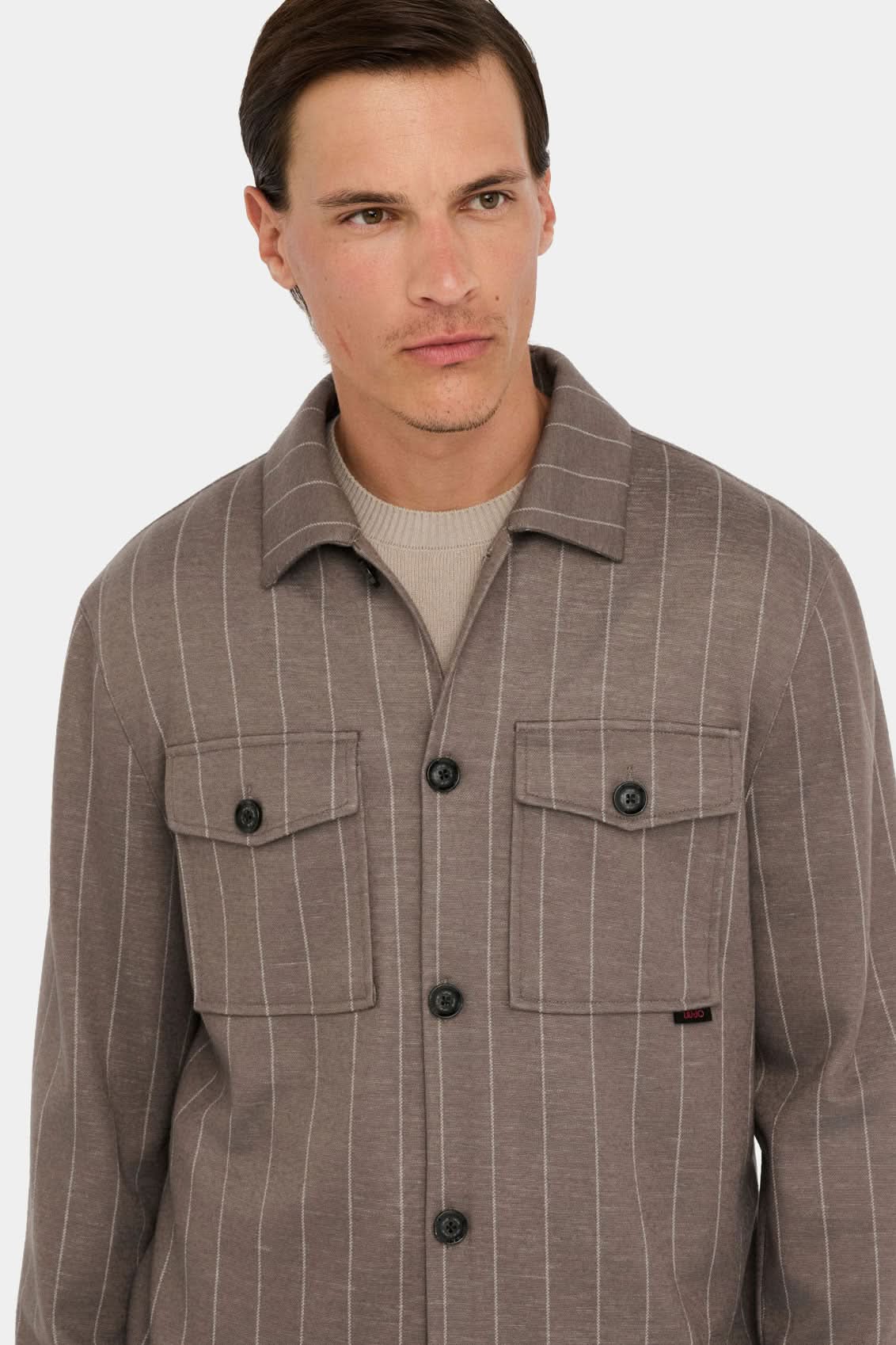 Brown wool shirt jacket