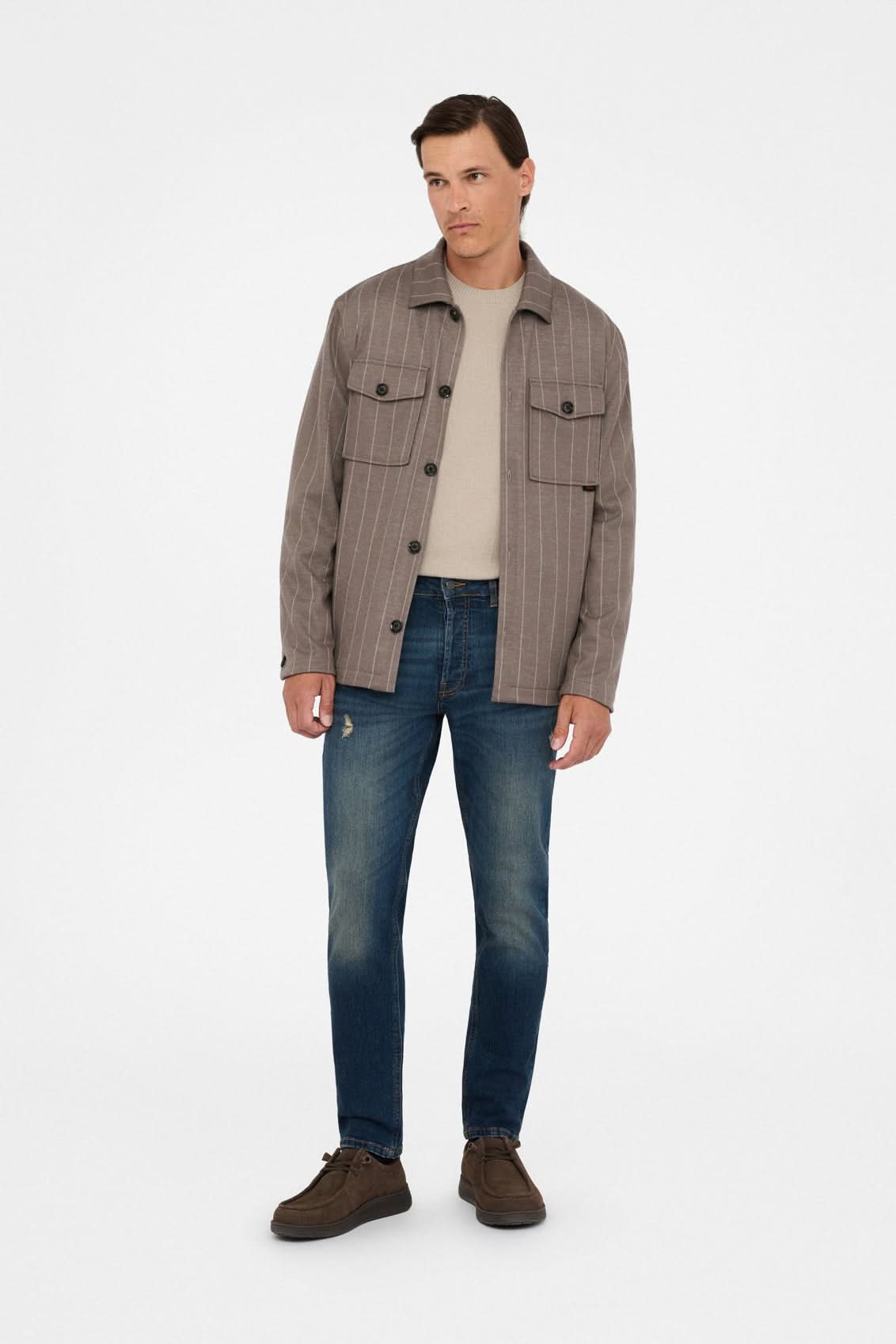 Brown wool shirt jacket