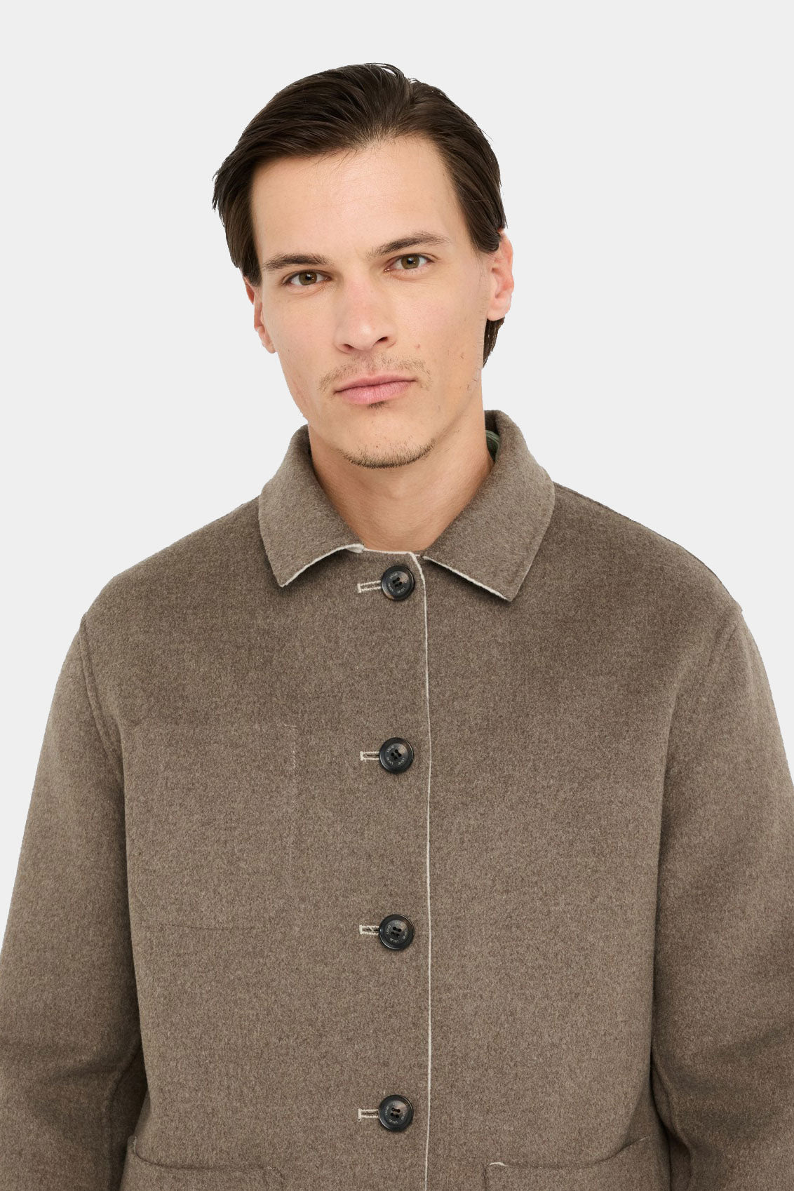 Cream and brown reversible wool jacket