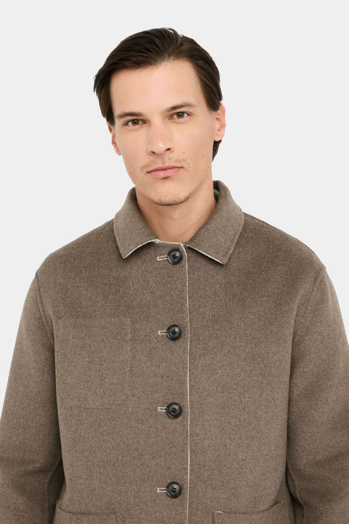 Cream and brown reversible wool jacket