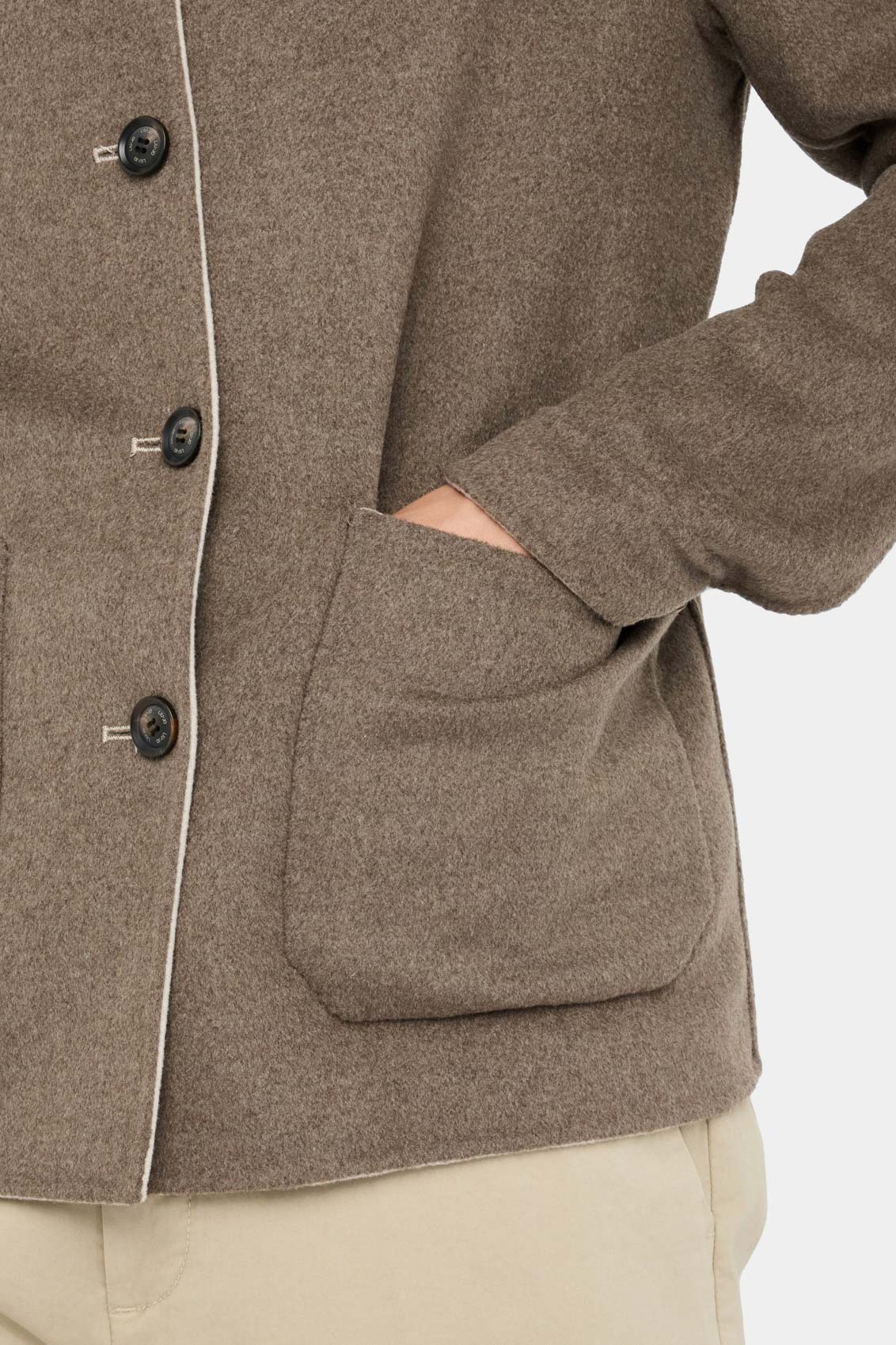 Cream and brown reversible wool jacket
