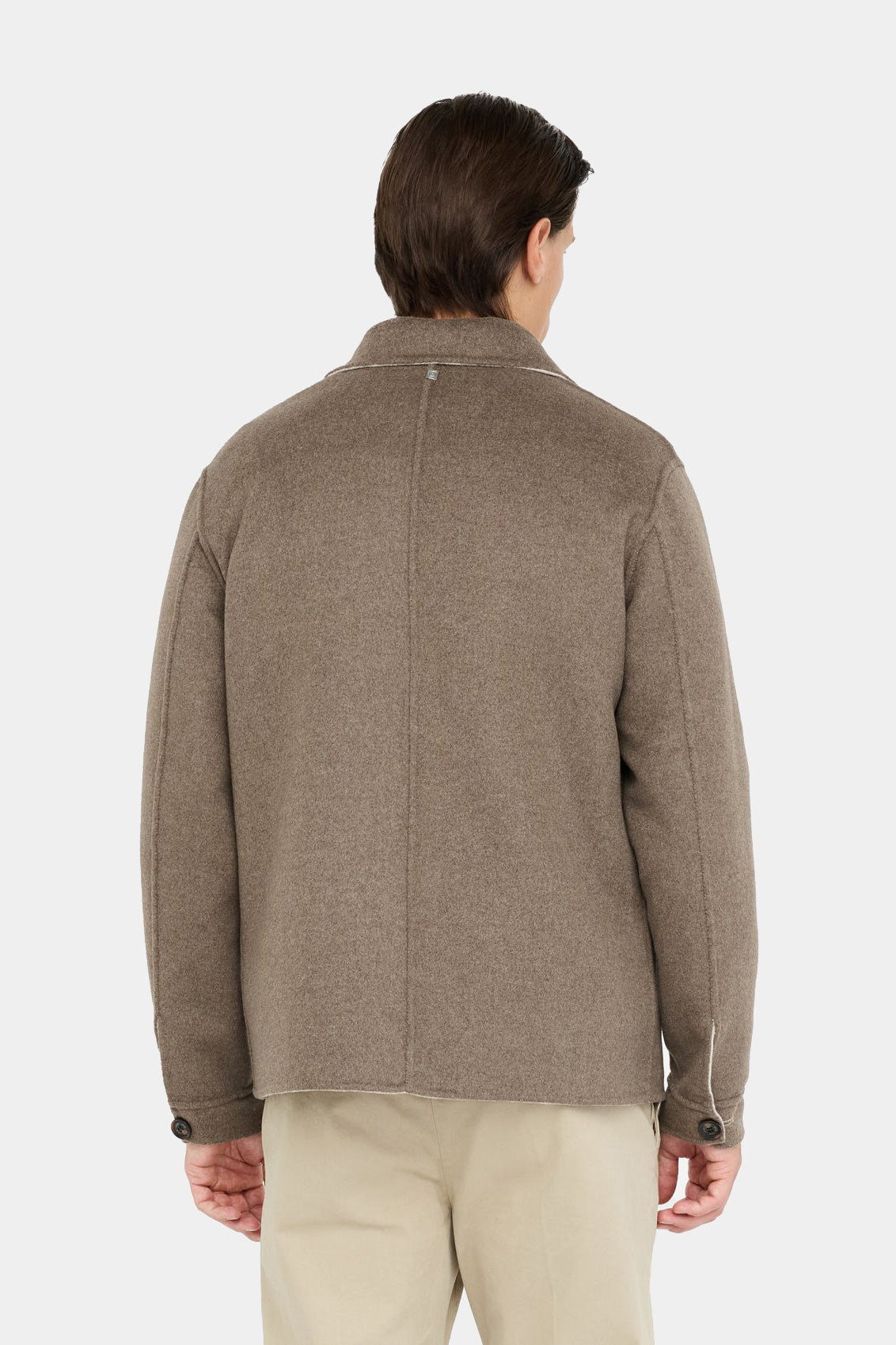 Cream and brown reversible wool jacket